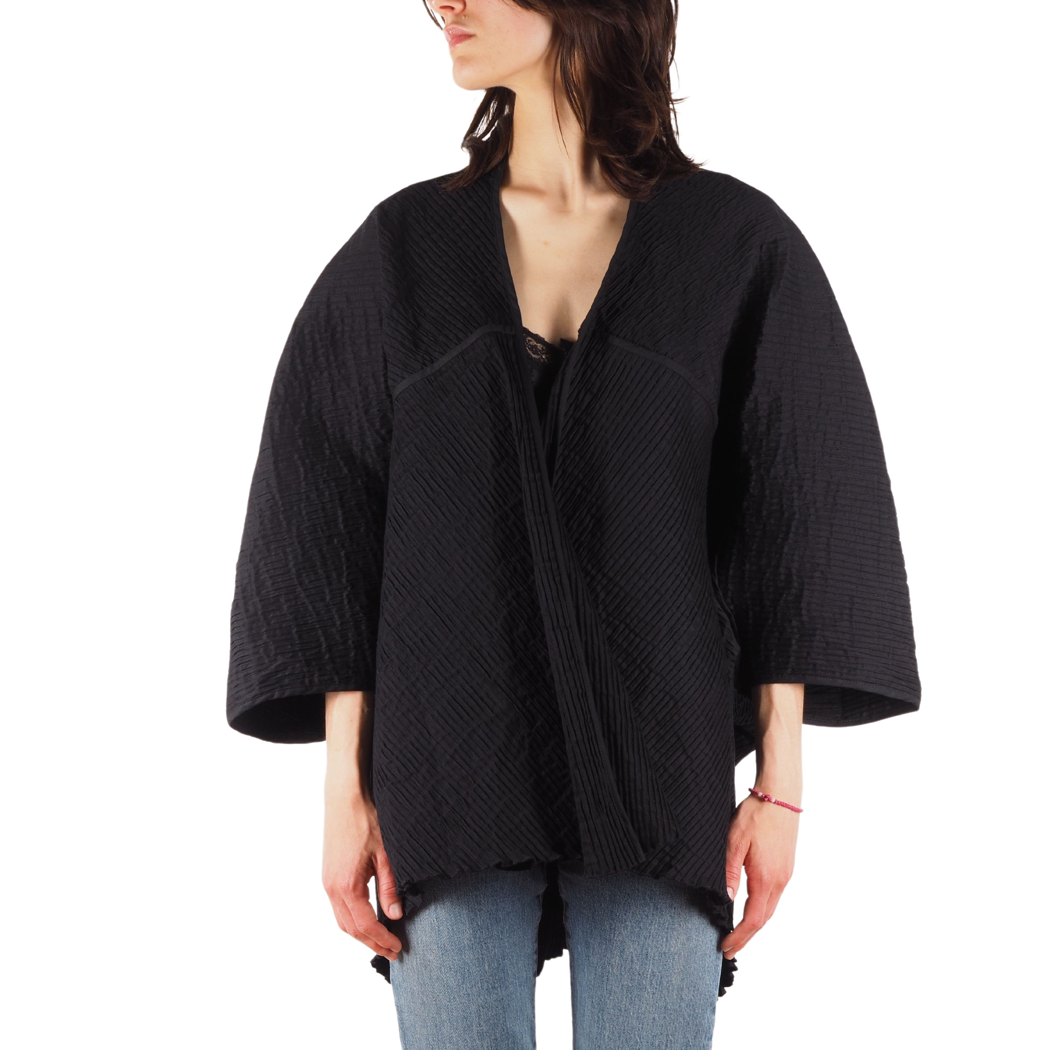 OSKA Oska Black Textured Pleats Oversized Kimono Jacket Size ONE SIZE - 1 Thumbnail