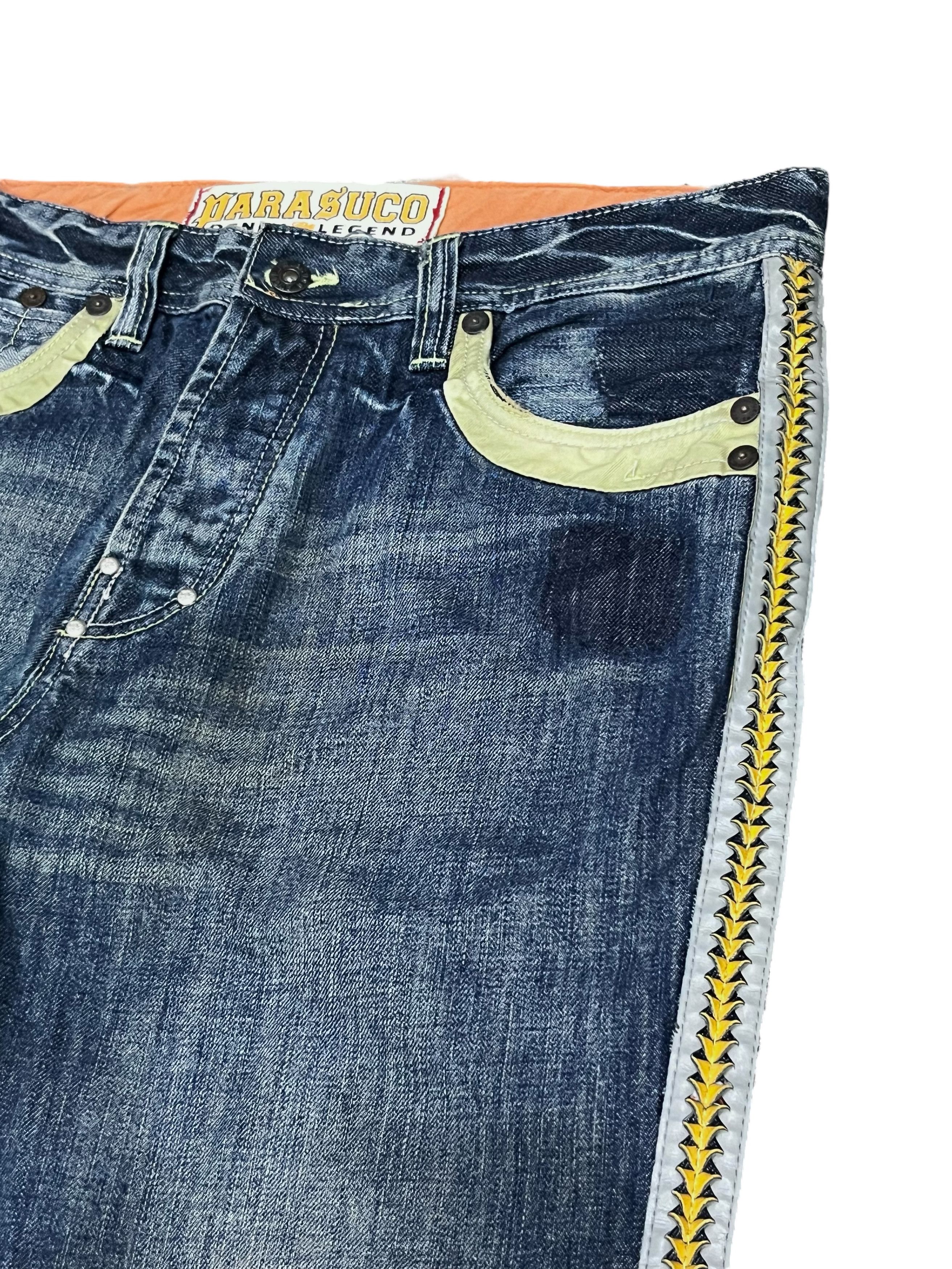 Parasuco Parasuco Flare Leather Side Trim Tribal Embroidery Jeans Size US 33 - 9 Thumbnail