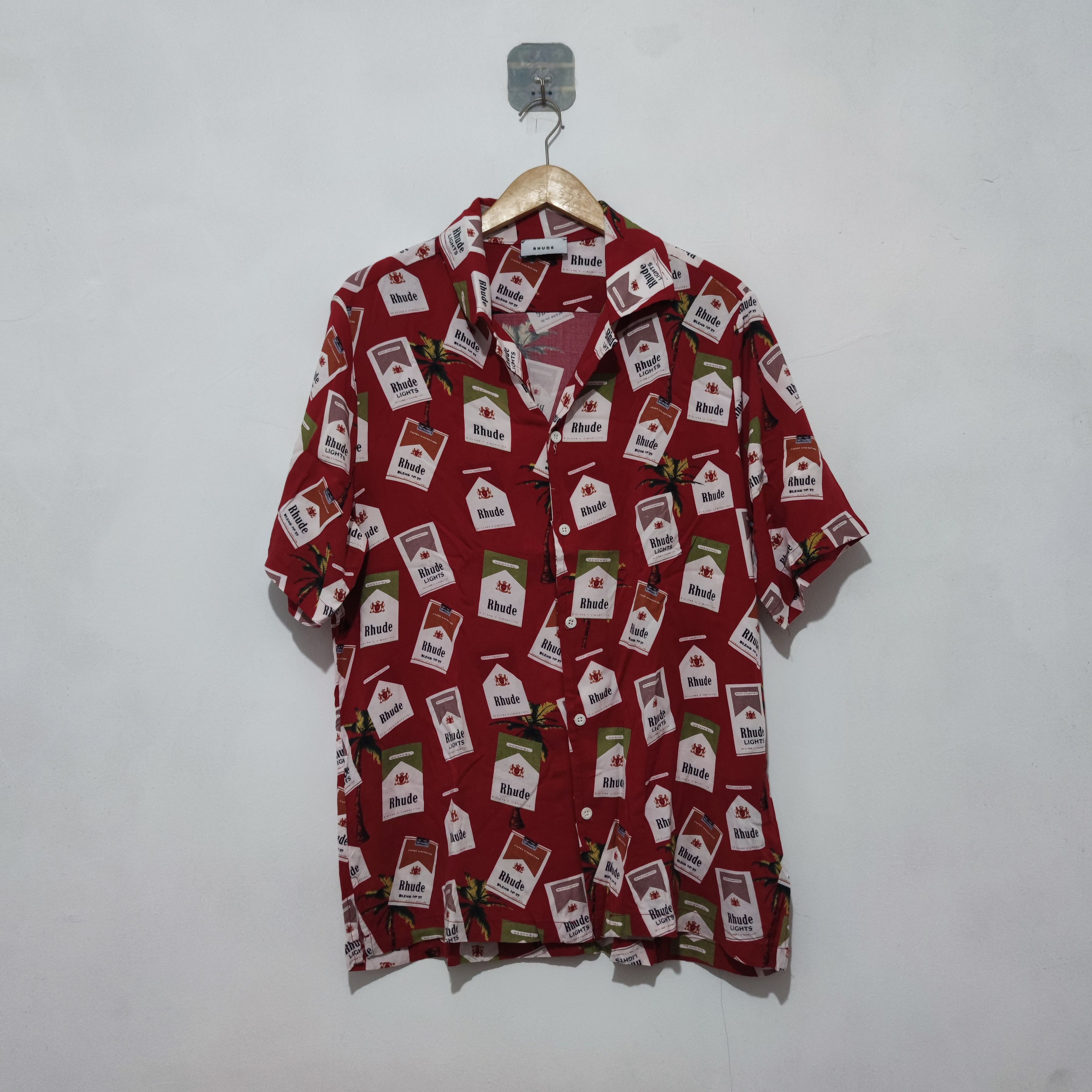 image of Rhude Marlboro Cigarettes Hawaiian in Red, Men's (Size Large)