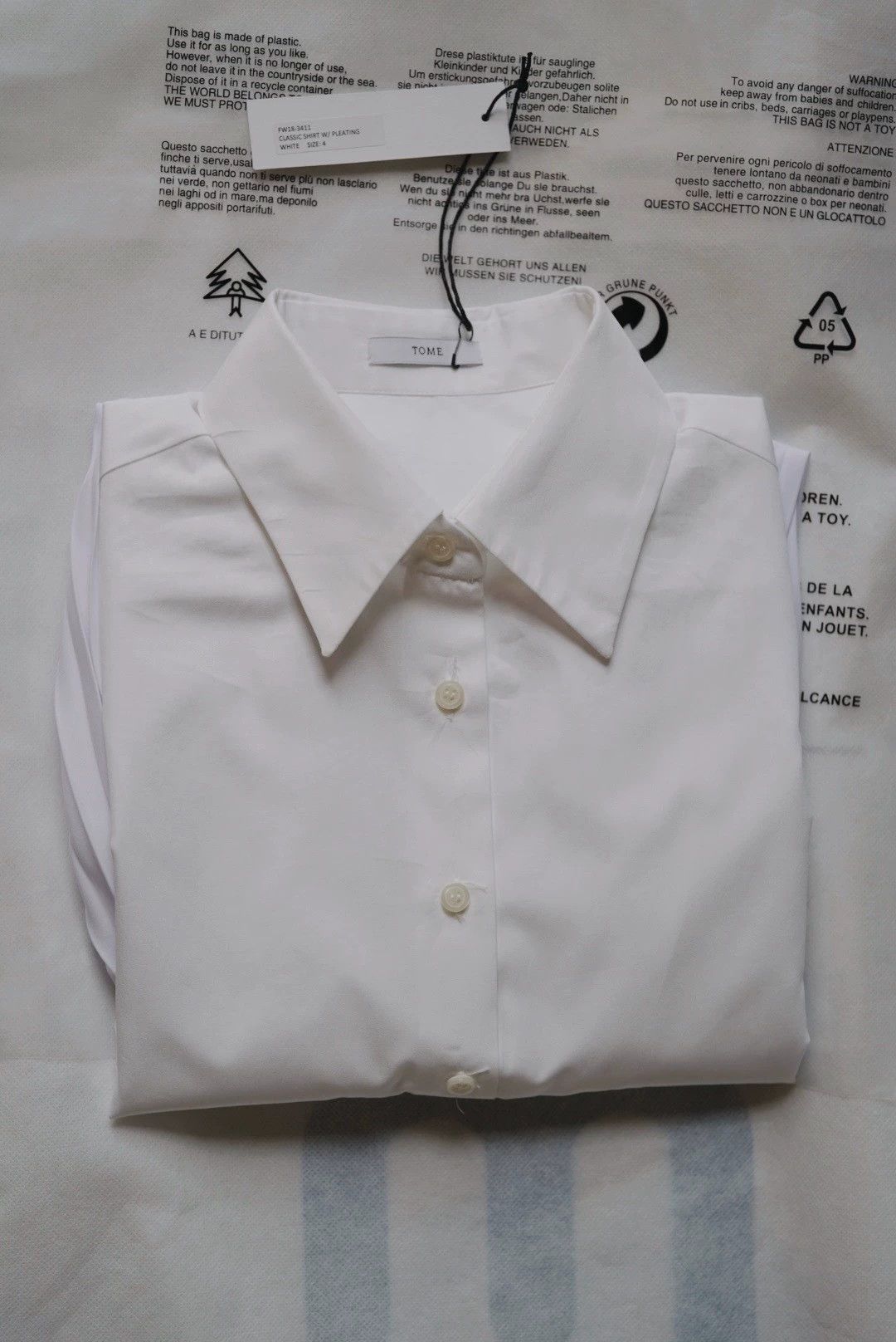 Tommy Hilfiger TOME Women's White Pleated Collar Shirt DressesUS4 Size S / US 4 / IT 40 - 6 Thumbnail