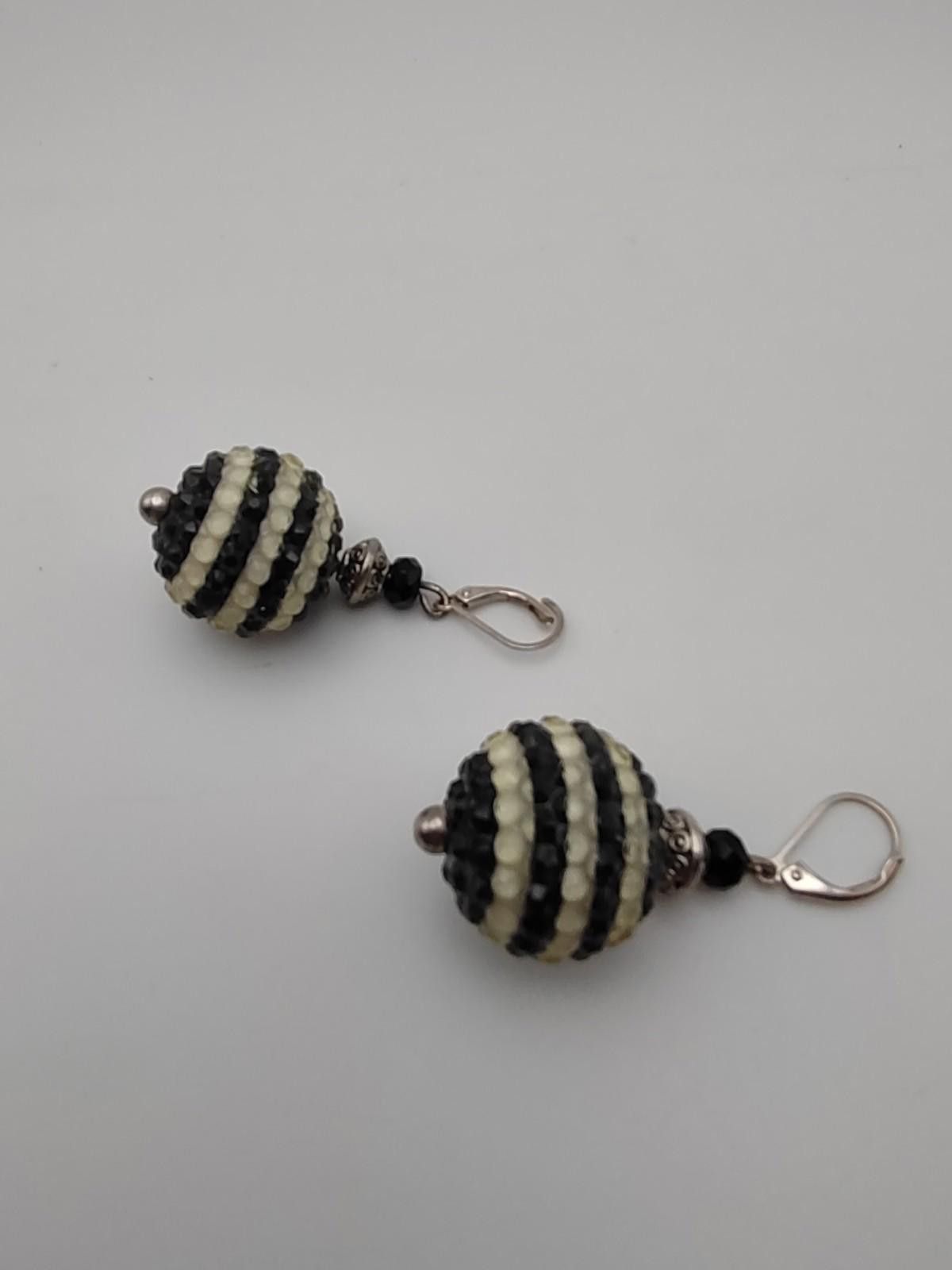 The Unbranded Brand Large Sterling Silver Black White Crystal Disco Ball Earring Size ONE SIZE - 3 Thumbnail