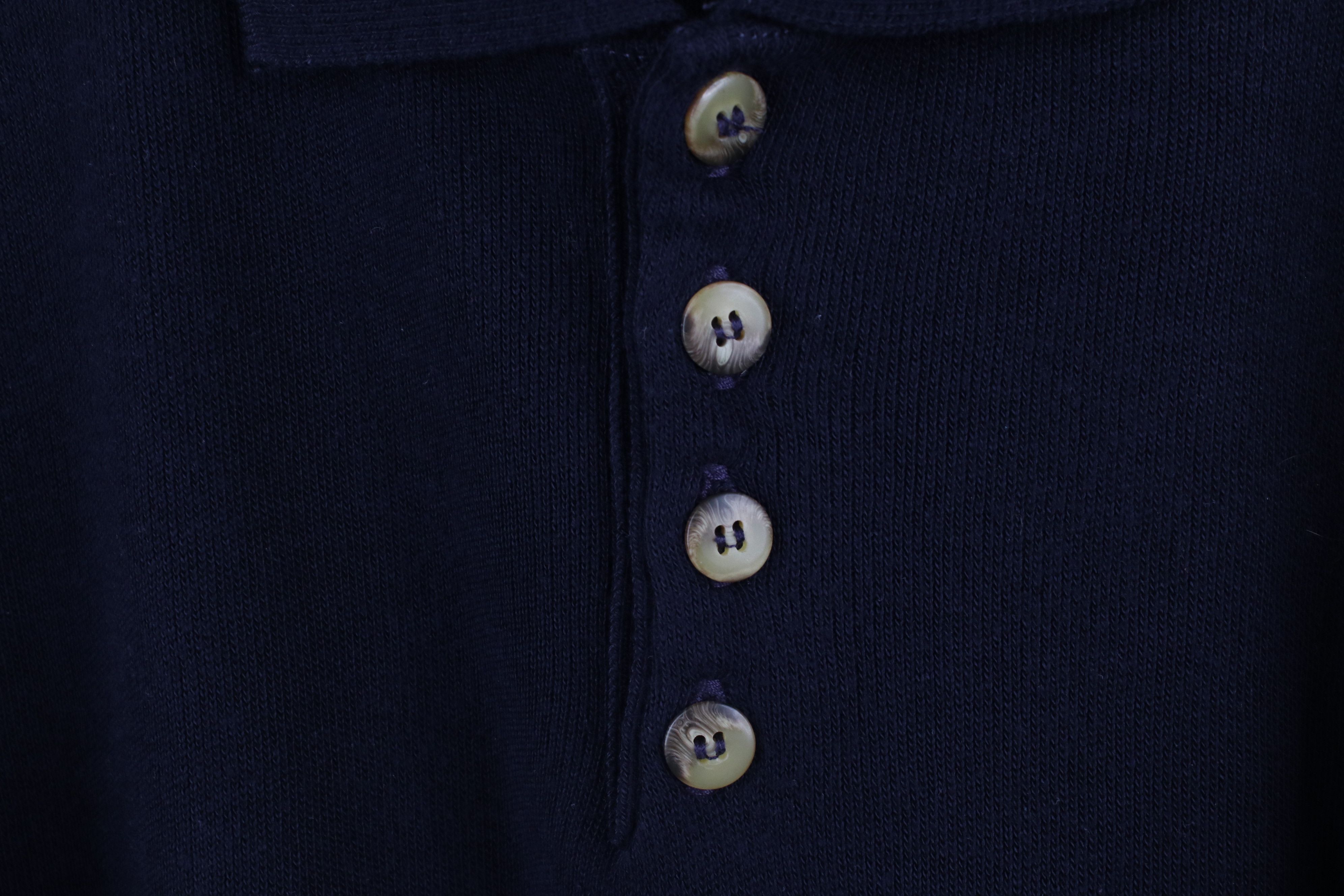 Vintage Vintage 90s Streetwear Collared Henley Sweater Navy Blue Size US L / EU 52-54 / 3 - 4 Thumbnail