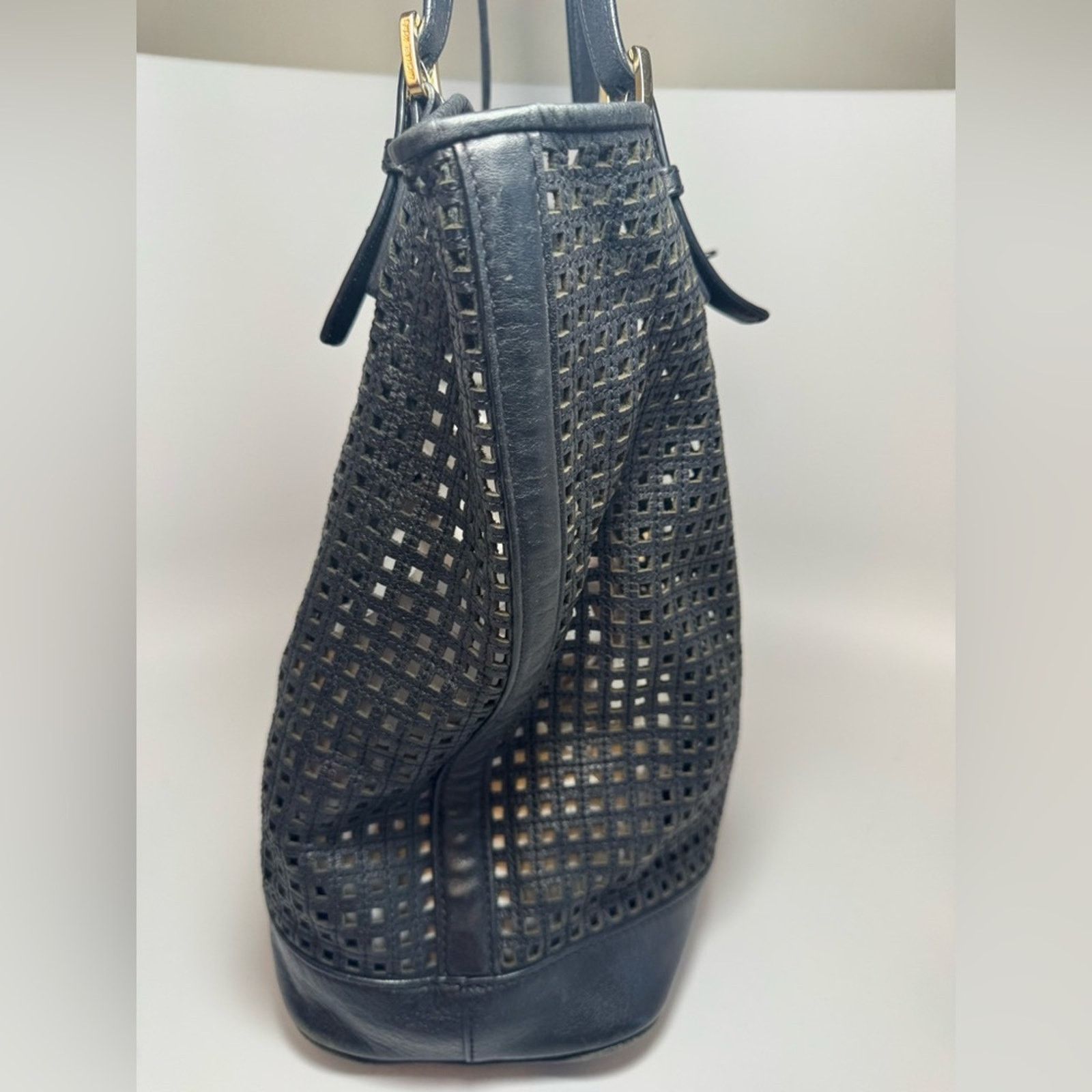 Michael Kors Michael Kors Bridget Black Leather Large Perforated Tote Bag Size ONE SIZE - 4 Thumbnail