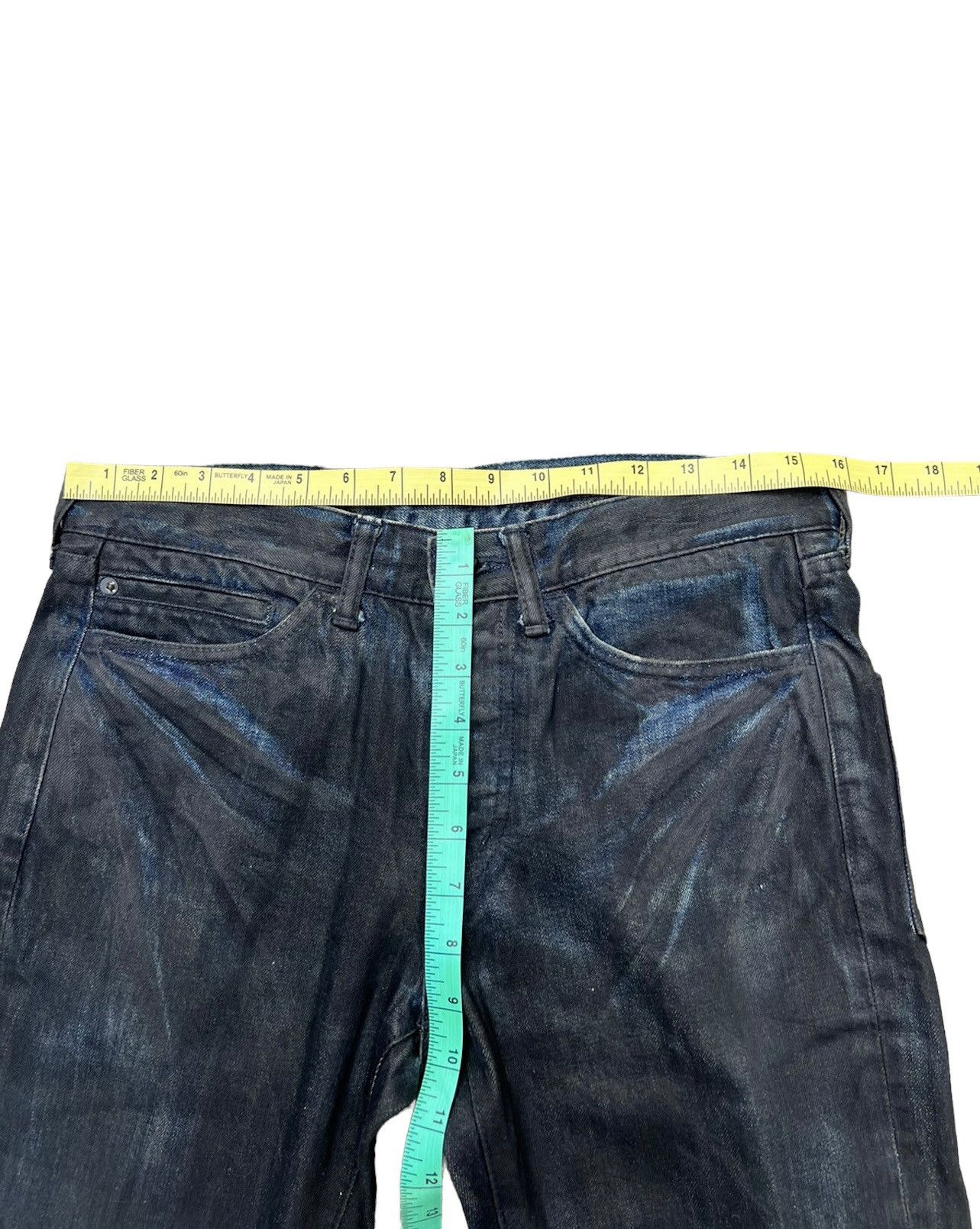 SEMBL Vintage SEMBL Japan Blue Denim Waxed Black Flare Jeans Size US 30 / EU 46 - 2 Thumbnail