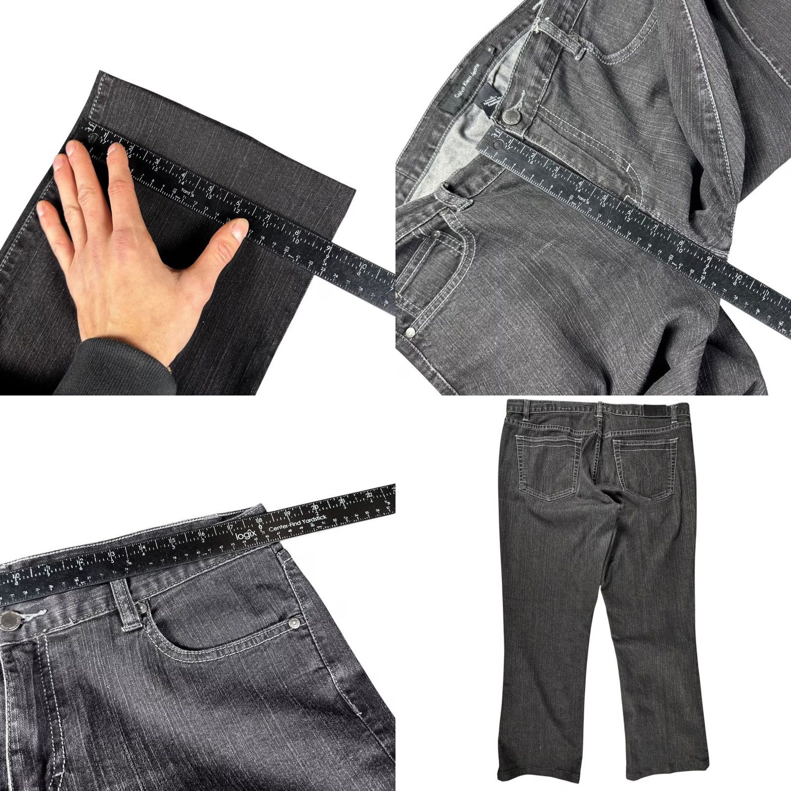 Calvin Klein Calvin Klein Bootcut Jeans Womens 14 Lowrise Black Charcoal Wash Jeans Grunge 90s Y2K Size 36" / US 14 / IT 50 - 8 Thumbnail