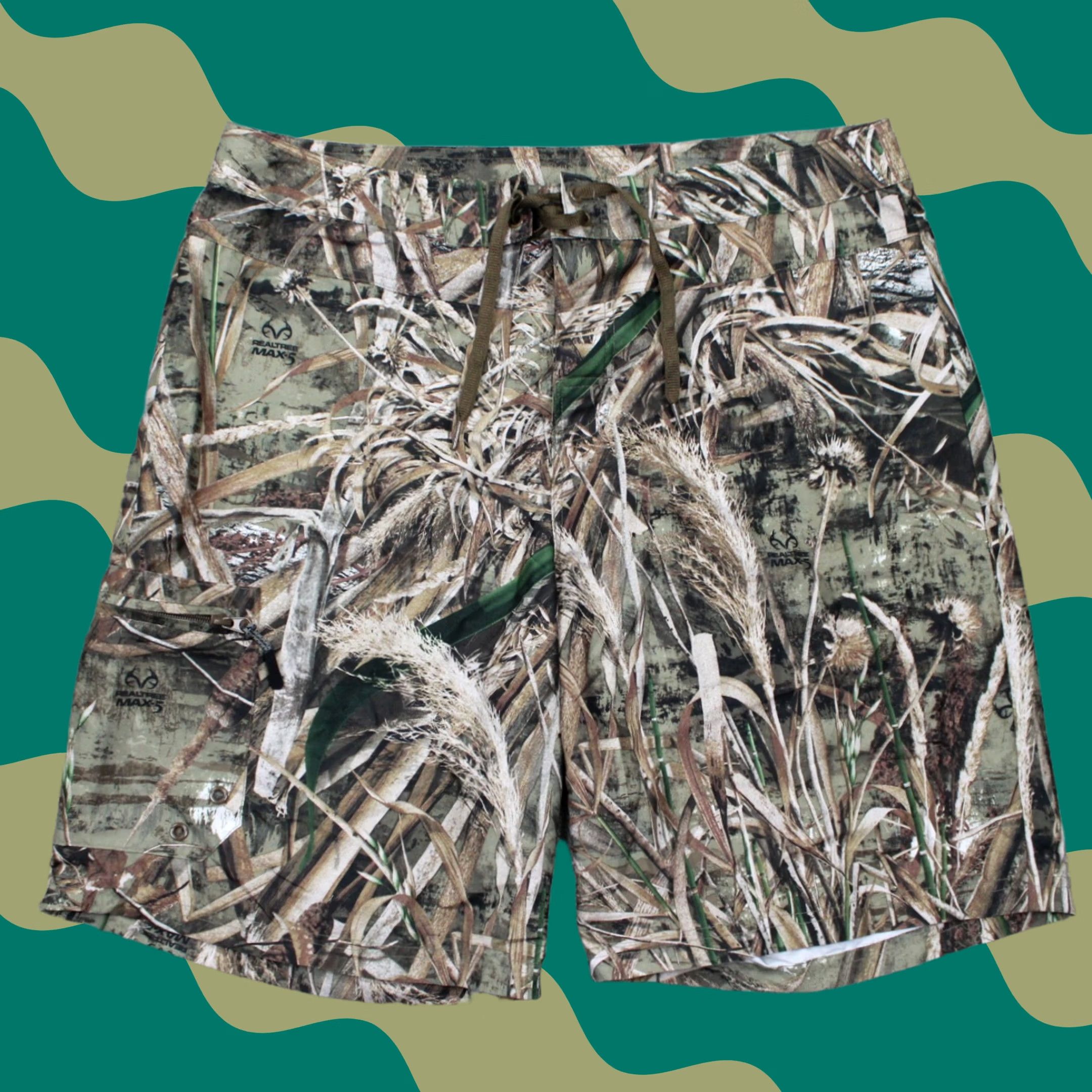 Vintage Cabela's Swim Shorts Mens 36 Green/Brown Camo Cargo Unlined Board Trunks Size US 36 / EU 52 - 1 Thumbnail