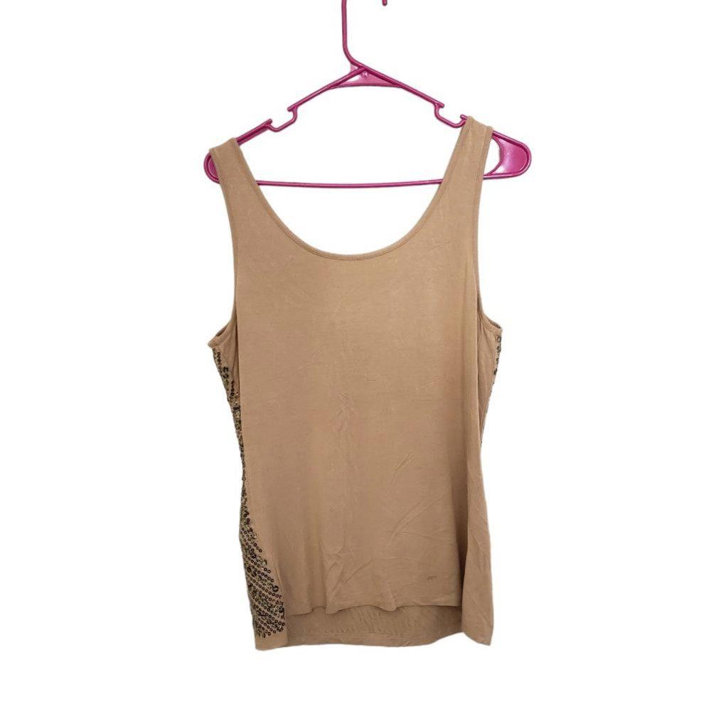 Designer CT550 Ladies Tan Sequined Tank Size L / US 10 / IT 46 - 2 Thumbnail