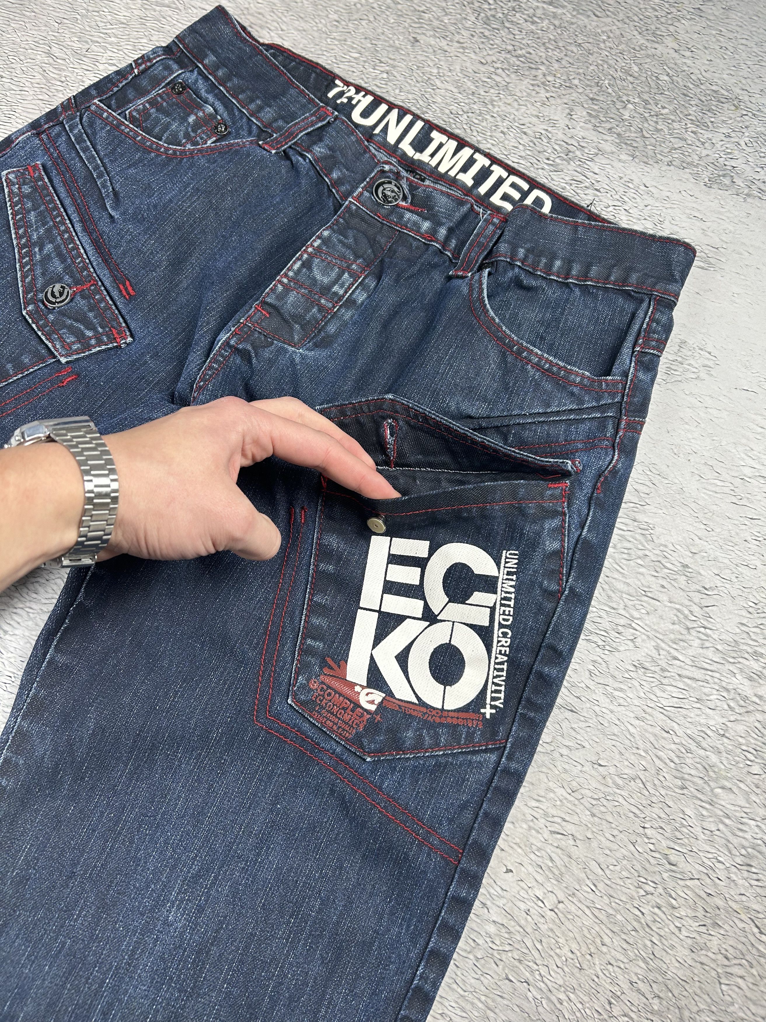 Ecko Unltd. × JNCO × Japanese Brand Ecko Unltd. vintage cargo jeans Baggy big logo Streetwear Size US 34 / EU 50 - 6 Thumbnail