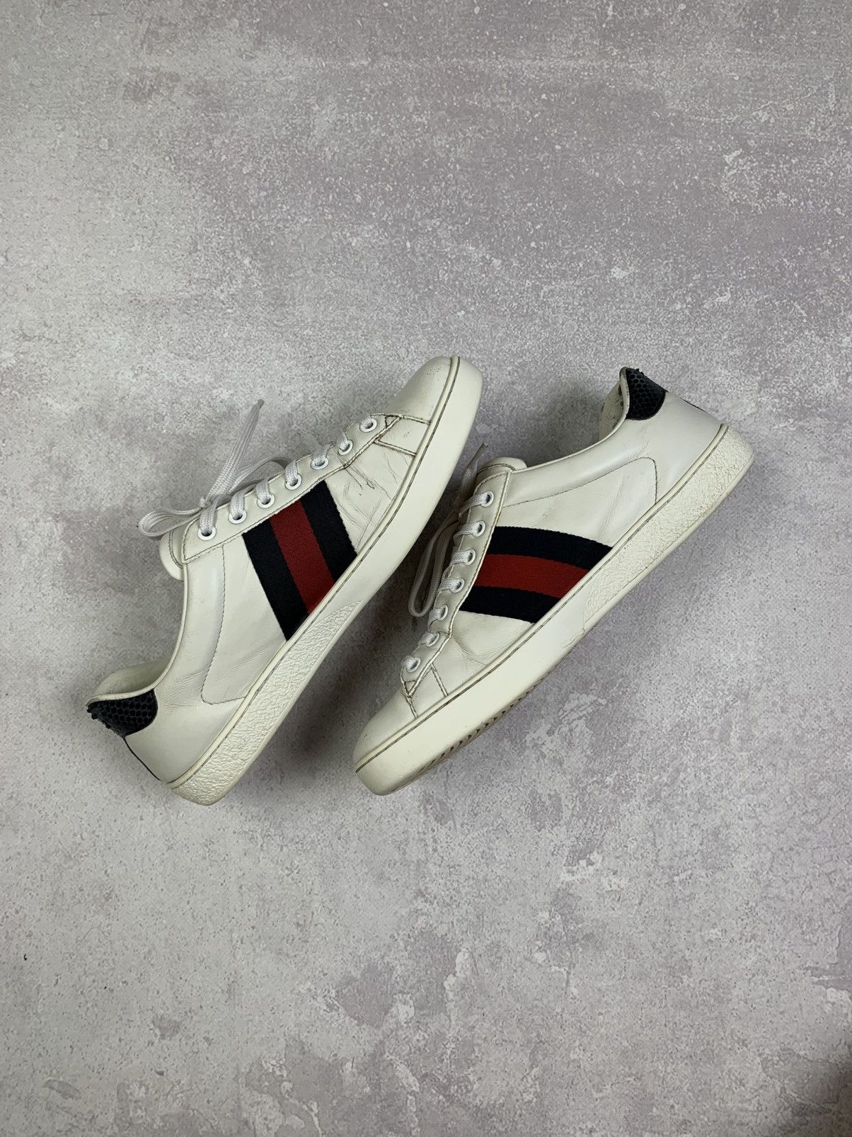 Gucci Gucci Ace White Leather Sneakers with Web Stripe – Size 7 Size US 7.5 / EU 40-41 - 15 Thumbnail