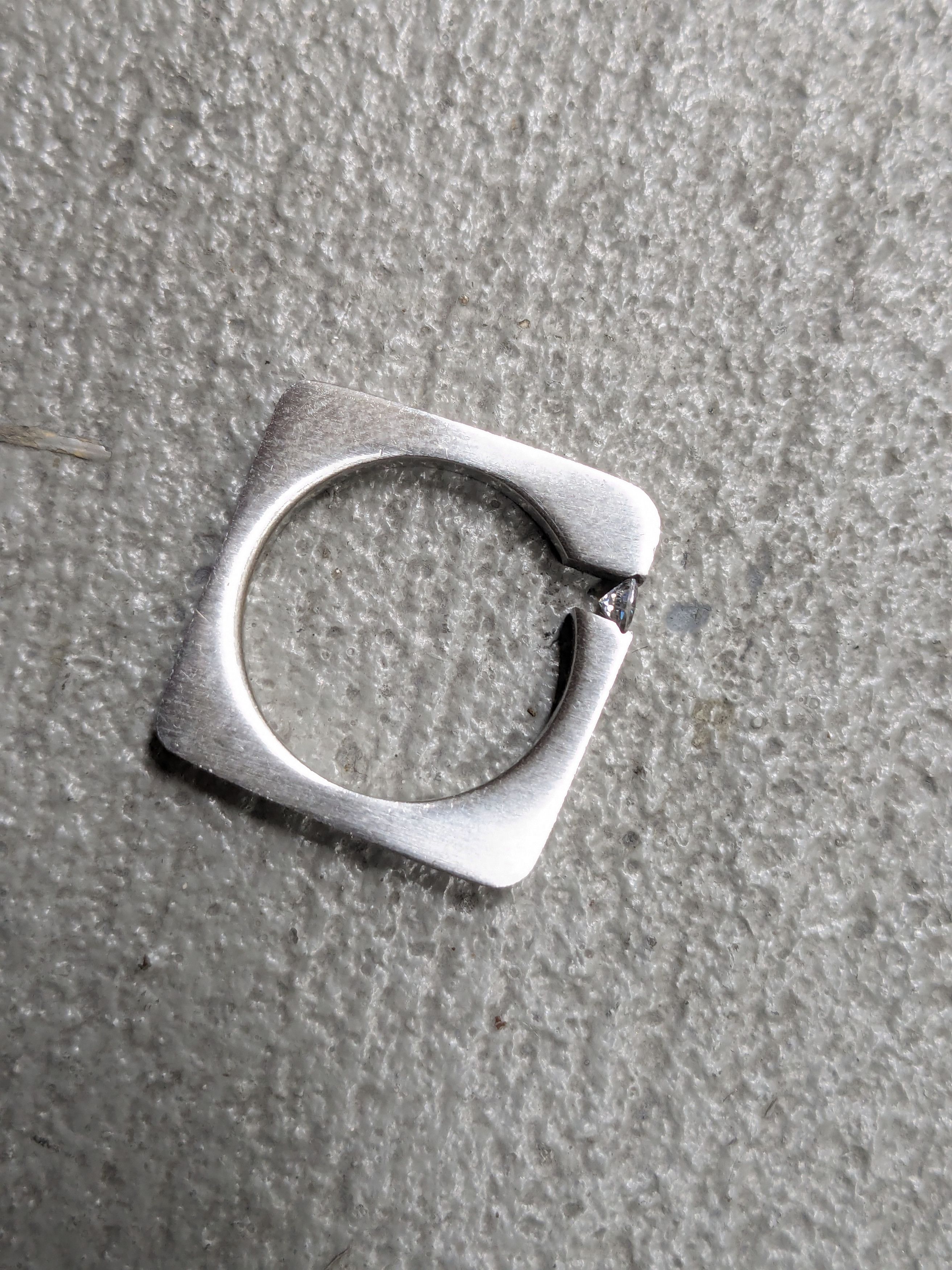 Vintage Vintage Stainless Steel Ring CZ Square Modern Abstract Size ONE SIZE - 10 Thumbnail