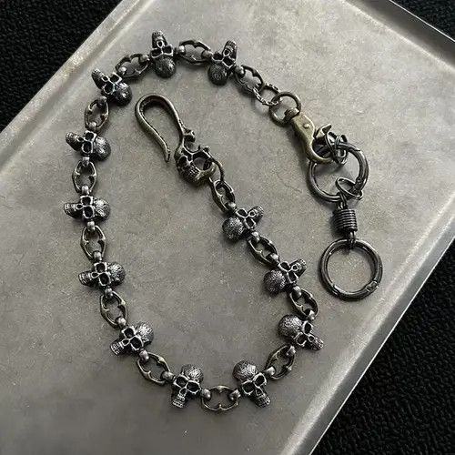 Jewelry 668Silver Skull Chain Wallet Keychain, Gothic Pants Chain Size ONE SIZE - 2 Thumbnail