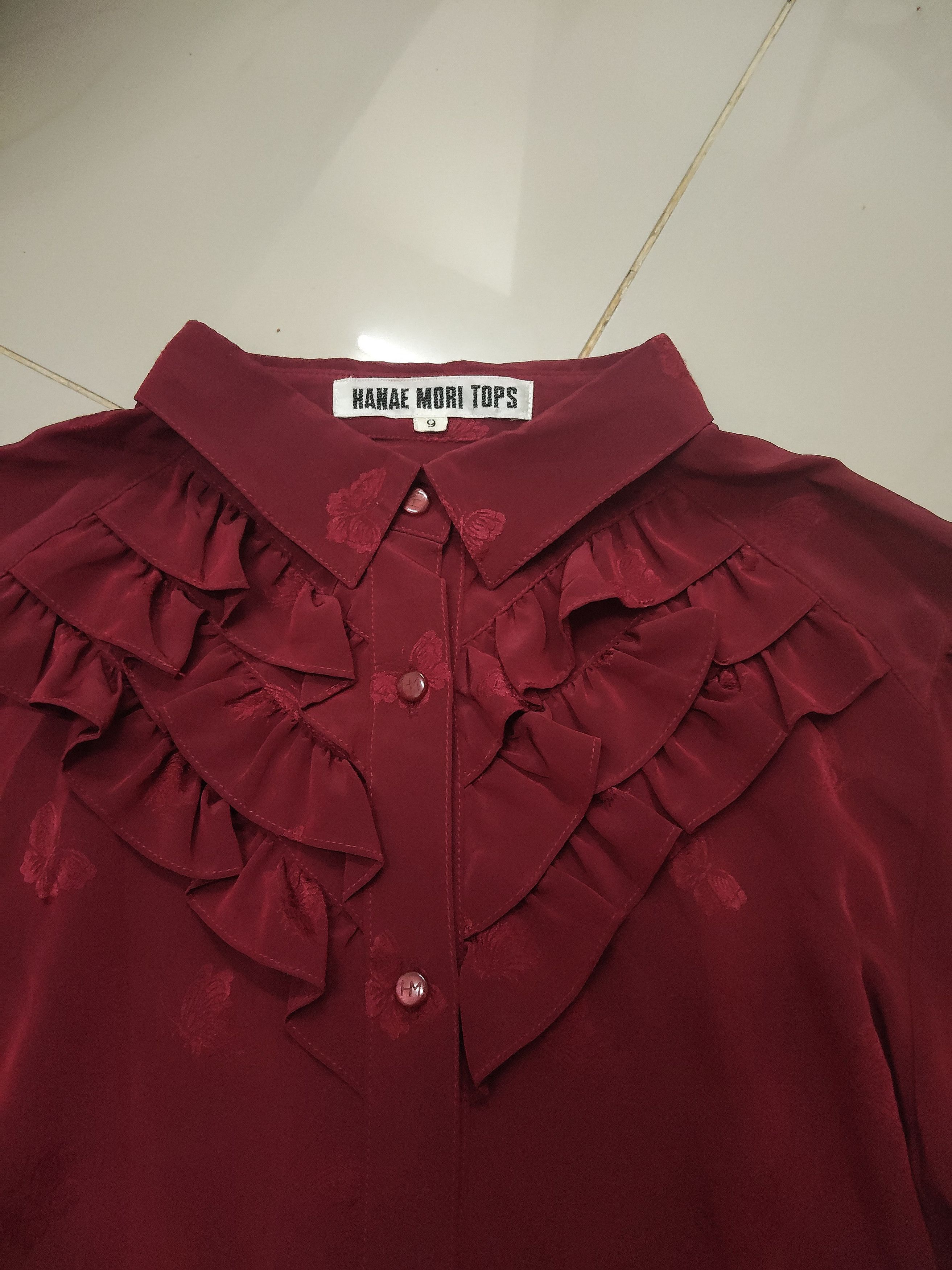 Hanae Mori Vintage Hanae Mori Butterfly ruffle tops Size M / US 6-8 / IT 42-44 - 2 Thumbnail