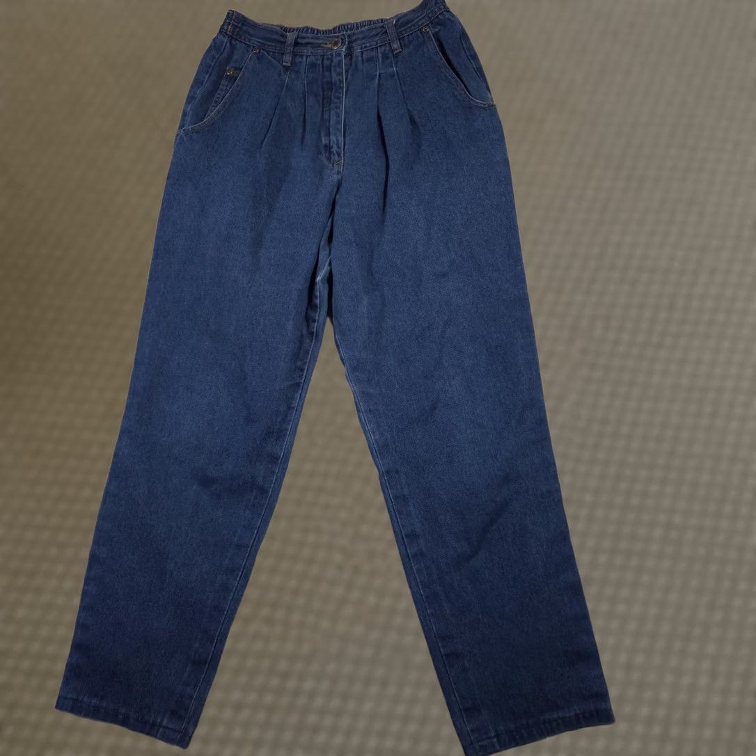 Oleg Cassini VINTAGE Oleg Cassini Jeans Womens 12 High Waist Pleated Tapered Mom Elastic Waist 90s Jeans Womens 12 Blue Medium Wash Denim 90s Womens Jeans Size 34" / US 12 / IT 48 - 1 Thumbnail