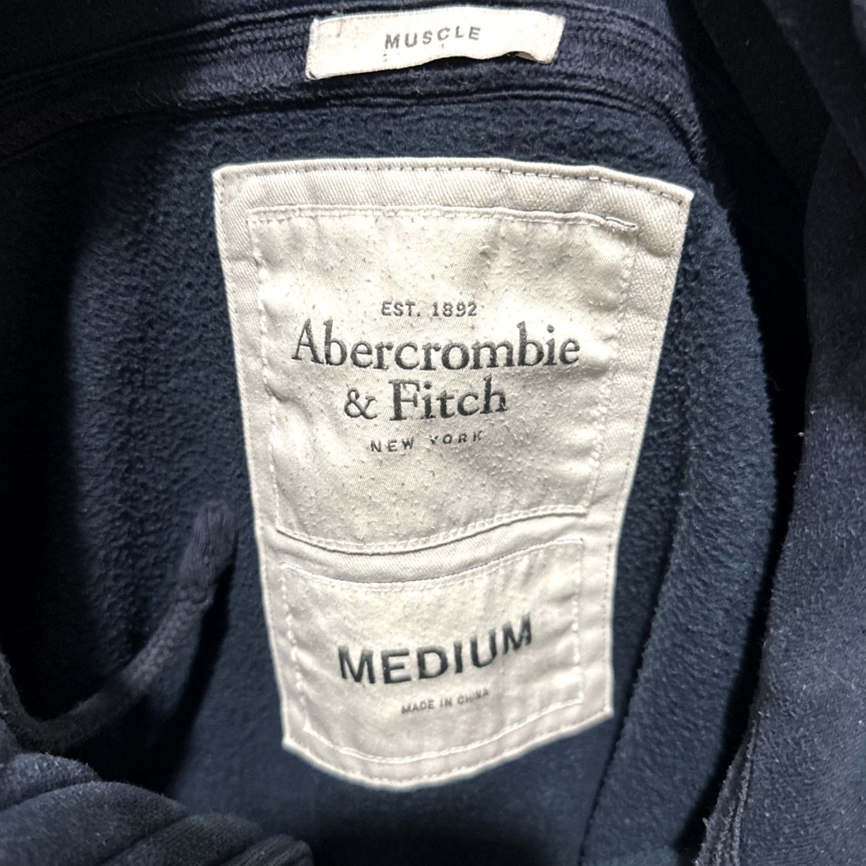 Abercrombie & Fitch VINTAGE Abercrombie & Fitch Muscle-Fit Hoodie Men's M Blue Fleece Logo Half Button Pullover Size US M / EU 48-50 / 2 - 3 Thumbnail