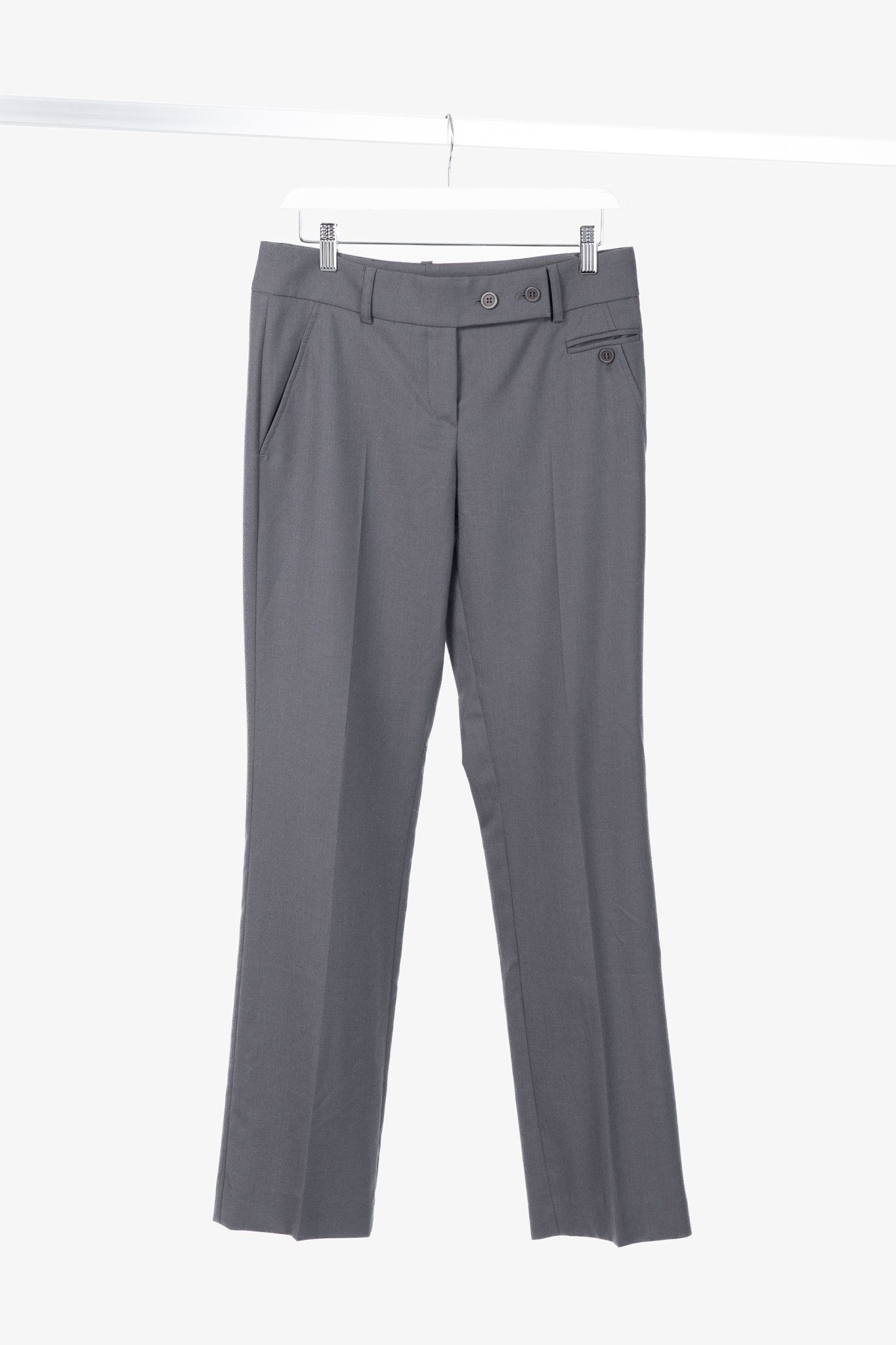 Brunello Cucinelli Brunello Cucinelli Grey Wool Double-Button-Fly Trousers Size 28" / US 6 / IT 42 - 1 Thumbnail