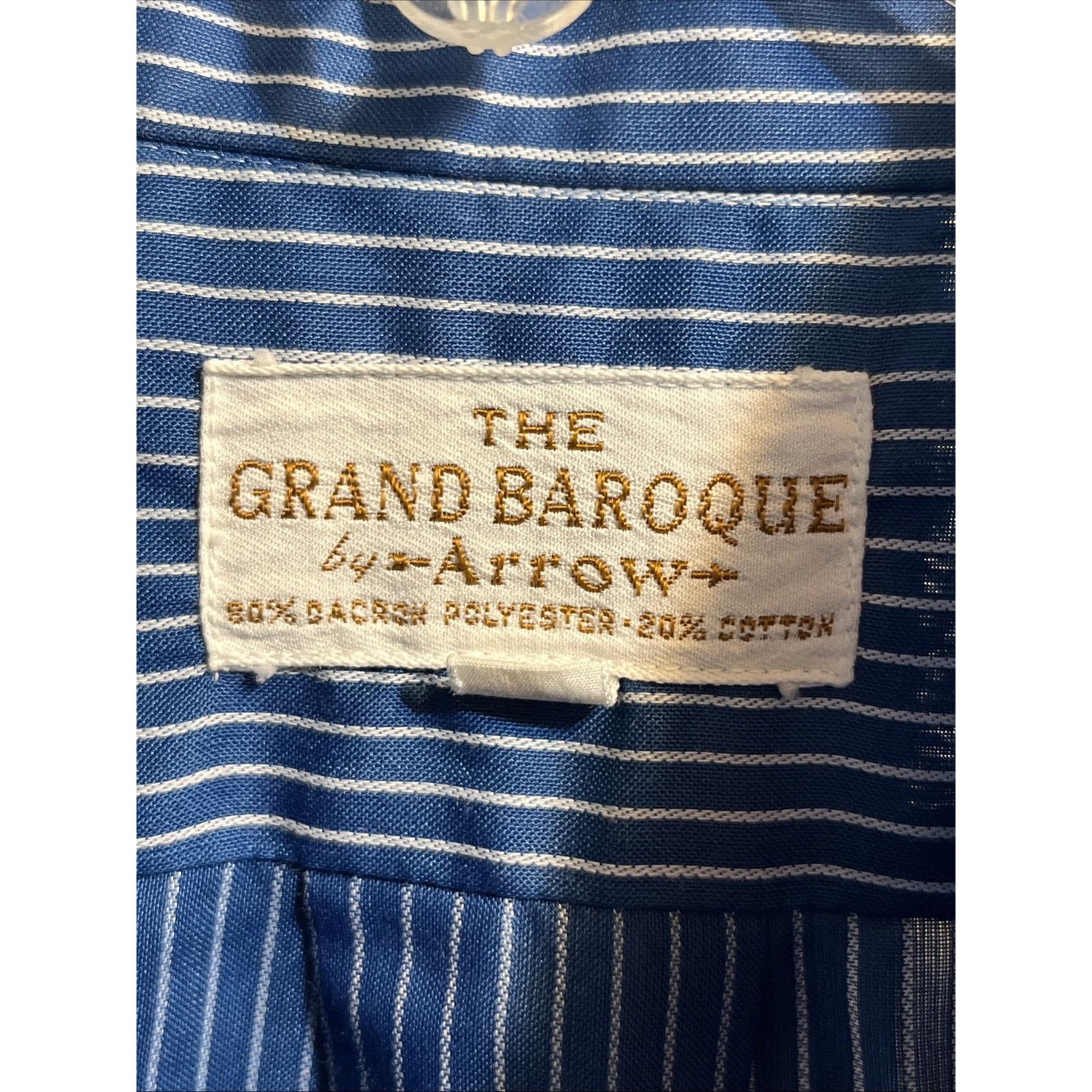 Arrow Arrow Grand Baroque Vintage Mens XL 17 33 Blue Striped Shirt Size US XL / EU 56 / 4 - 3 Thumbnail