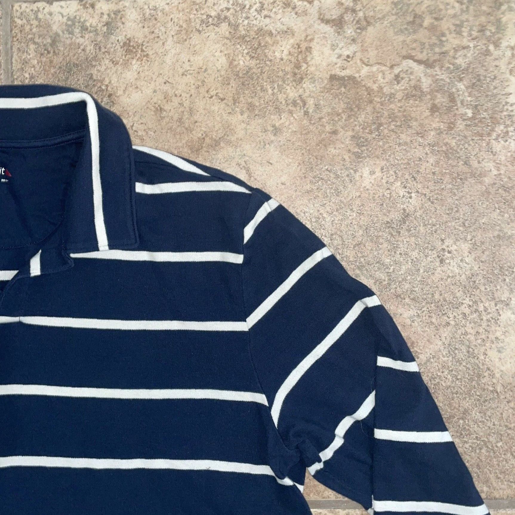 UNTUCKit UNTUCKit Long Sleeve Striped Polo Shirt Made In Peru XL Blue Cotton Men Polo Shirt XL Blue Stripe Regular Sleeve Patttern? Size US XL / EU 56 / 4 - 2 Thumbnail