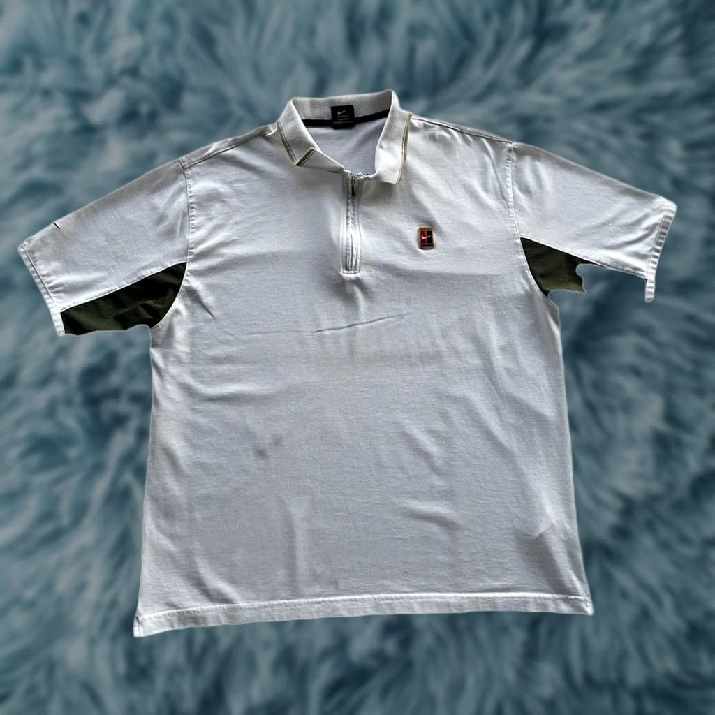 Nike VINTAGE Nike Tennis Polo Shirt Mens L White Striped 90s Dri-Fit Knit Short Sleeve Athletic Logo Size US L / EU 52-54 / 3 - 1 Thumbnail