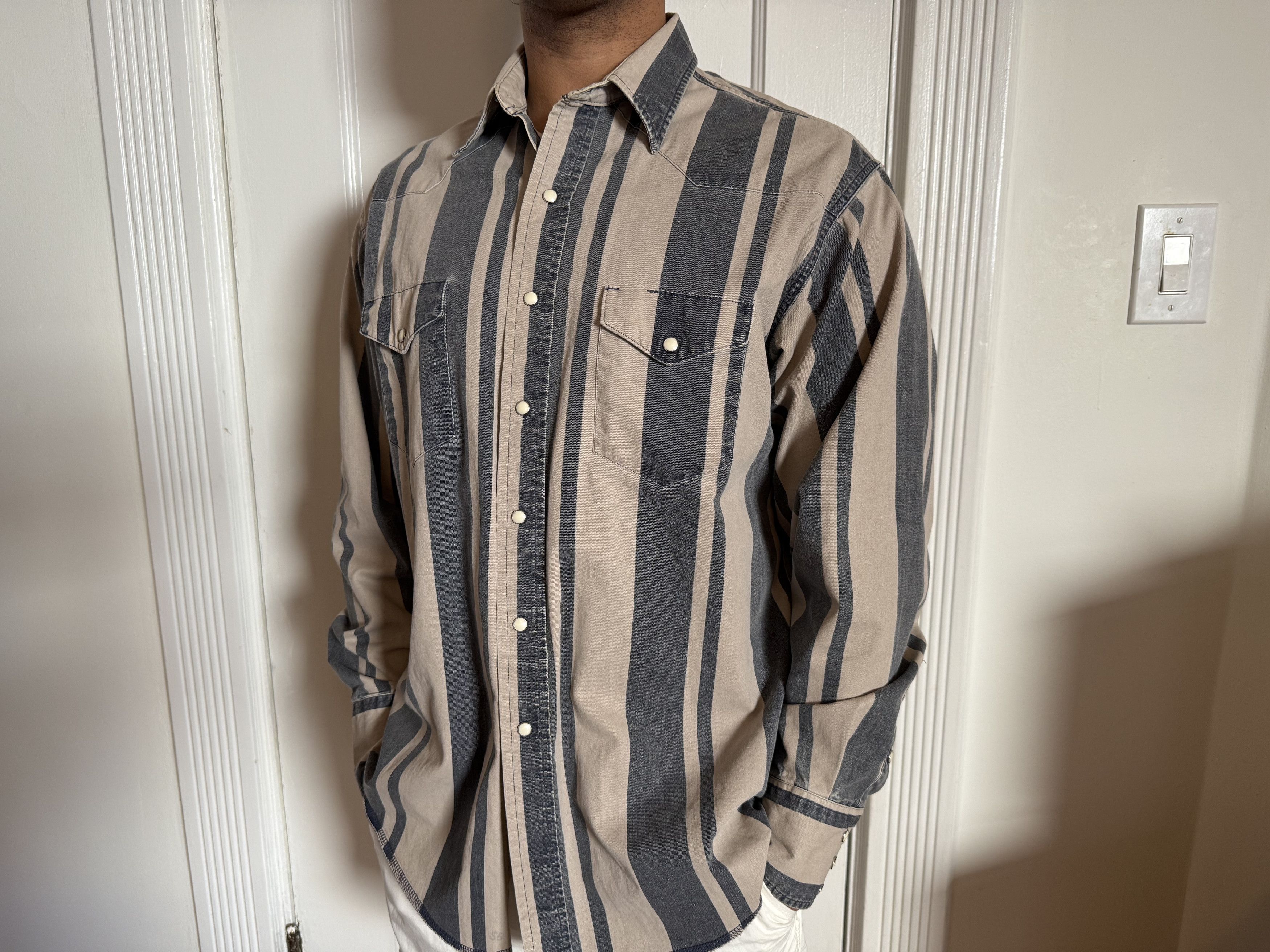 Wrangler Vintage Brushpopper Western Shirt Size US XL / EU 56 / 4 - 4 Thumbnail