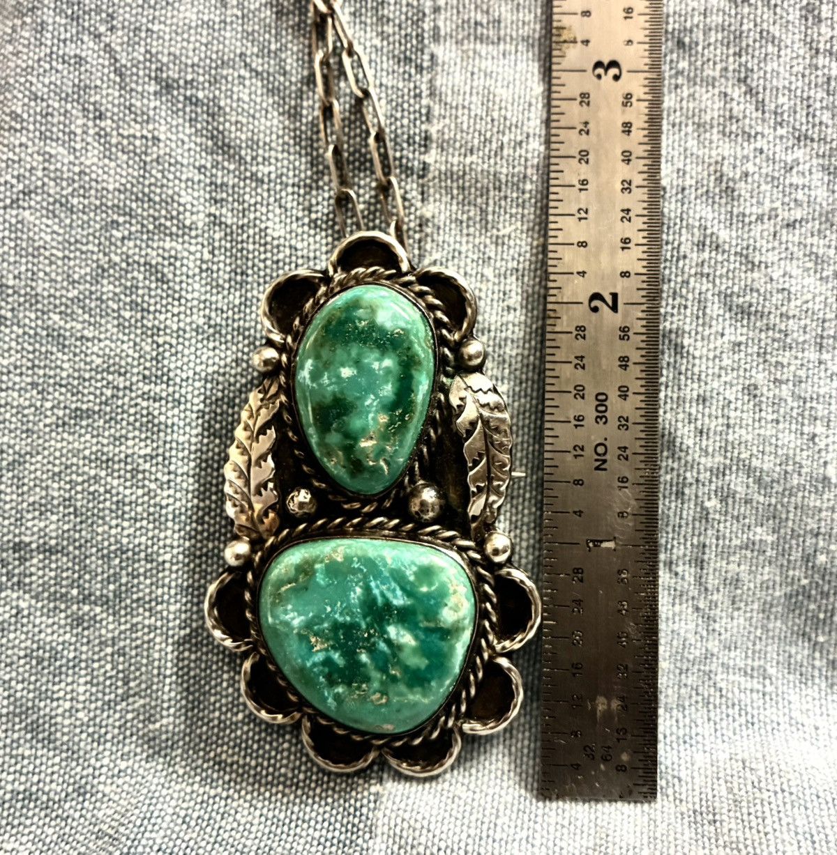 RRL Ralph Lauren STERLING SILVER/TURQUOISE NAVAJO WESTERN NECKLACE (3 in 1) Size ONE SIZE - 13 Thumbnail