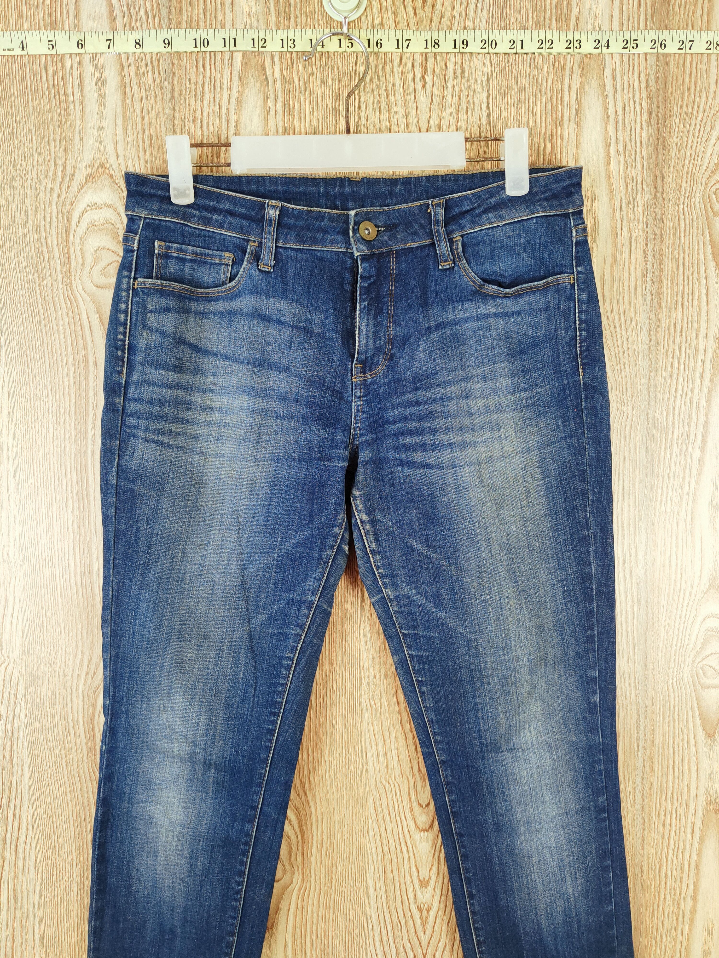 Uniqlo × Vintage Vintage Uniqlo Dark Blue Distressed Ripped Skinny Jeans Size 31" - 3 Thumbnail