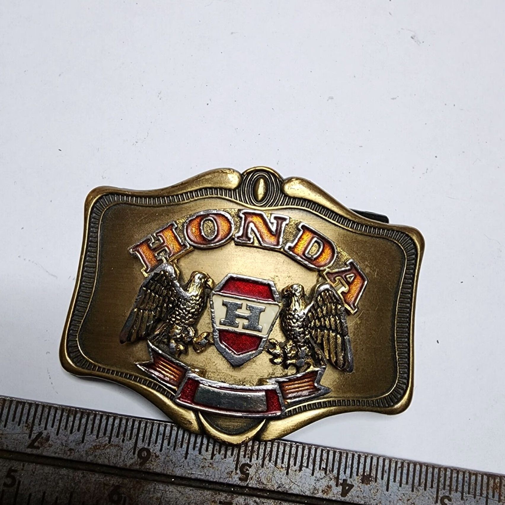 Honda VINTAGE Honda Goldwing Eagle Belt Buckle 1978 Solid Brass Motorcycle Bronze Mens Size ONE SIZE - 3 Thumbnail