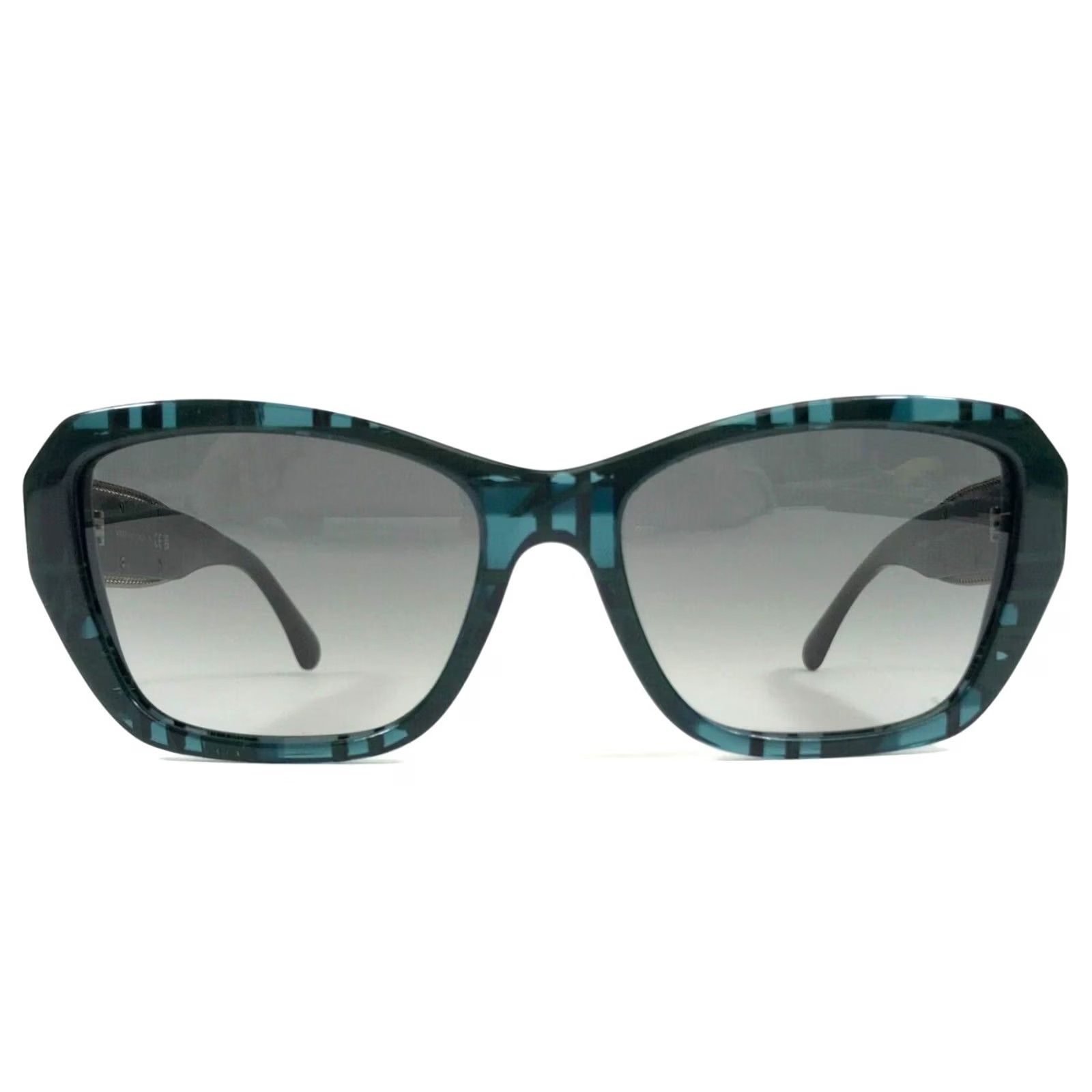 Chanel Sunglasses 5516 c.1666/71 Clear Green Plaid Frames w Grey Gradient Lenses Chanel CC Square Silver Gradient Mirror Sun BH134 main image 4