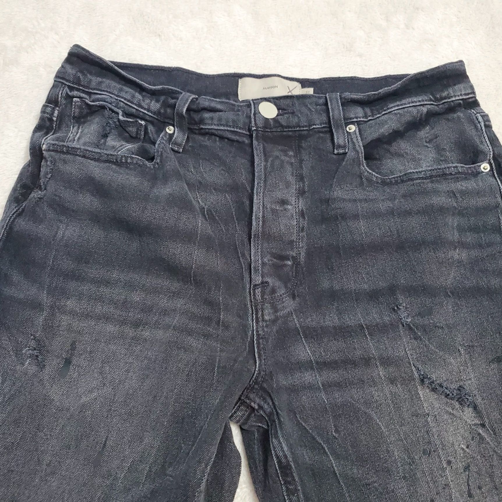 Hudson VINTAGE Hudson Jeans Men 32 Black Reese Onyx Button Fly Straight Leg Denim 32x29 Size US 32 / EU 48 - 3 Thumbnail