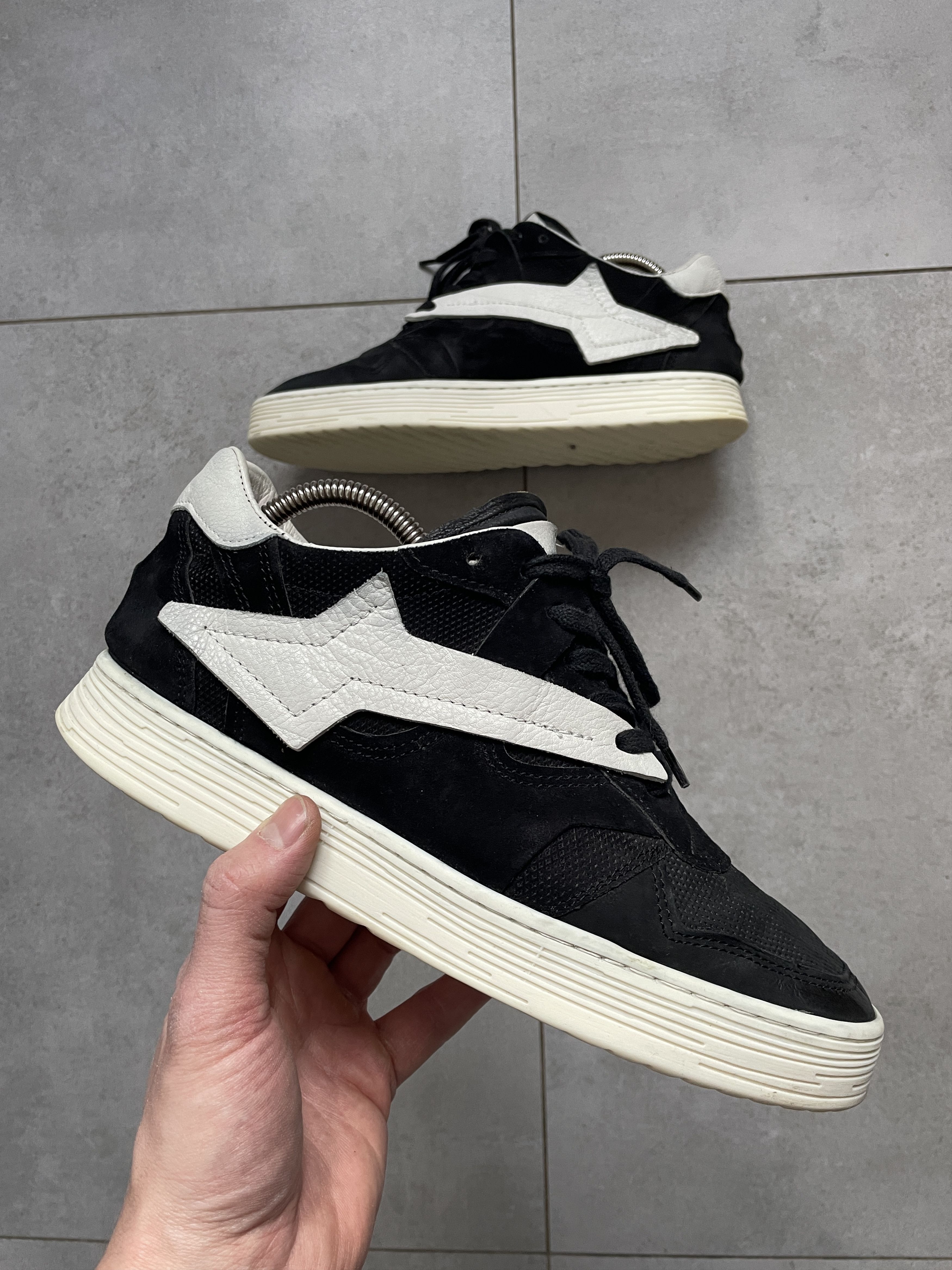 A.S.98 A.S.98 BLACK LEATHER SUEDE BAPESTA TYPE SNEAKERS Size US 9.5 / EU 42-43 - 1 Thumbnail