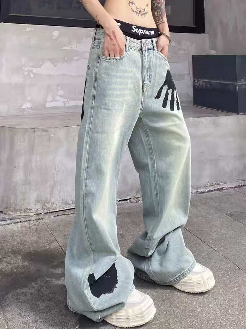 Japanese Brand × Jean Retro loose high street printed jeans Size US 32 / EU 48 - 6 Thumbnail