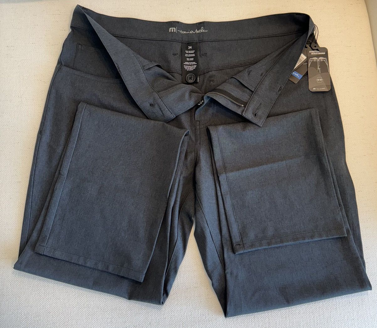 TravisMathew Men’s Travis Mathew Golf Pants (34” - Heather Black) Size US 34 / EU 50 - 3 Thumbnail