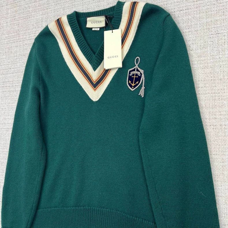 Gucci Gucci Striped letter Logo embroidered V-neck long-sleeved p Size US M / EU 48-50 / 2 - 1 Thumbnail