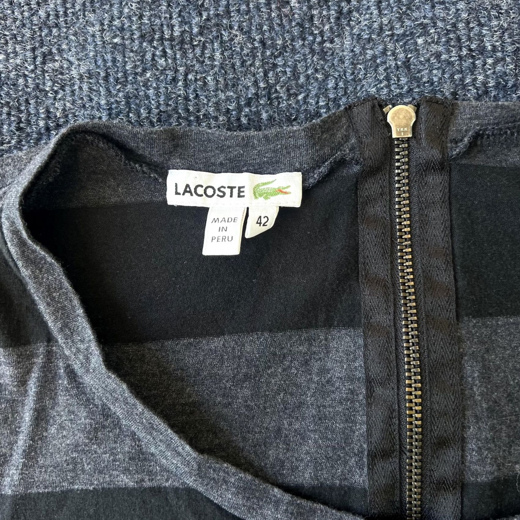 Lacoste Lacoste Dress Womens Large Black Gray Striped 3/4 Sleeve Back Zip Tunic Crewneck Size L / US 10 / IT 46 - 2 Thumbnail