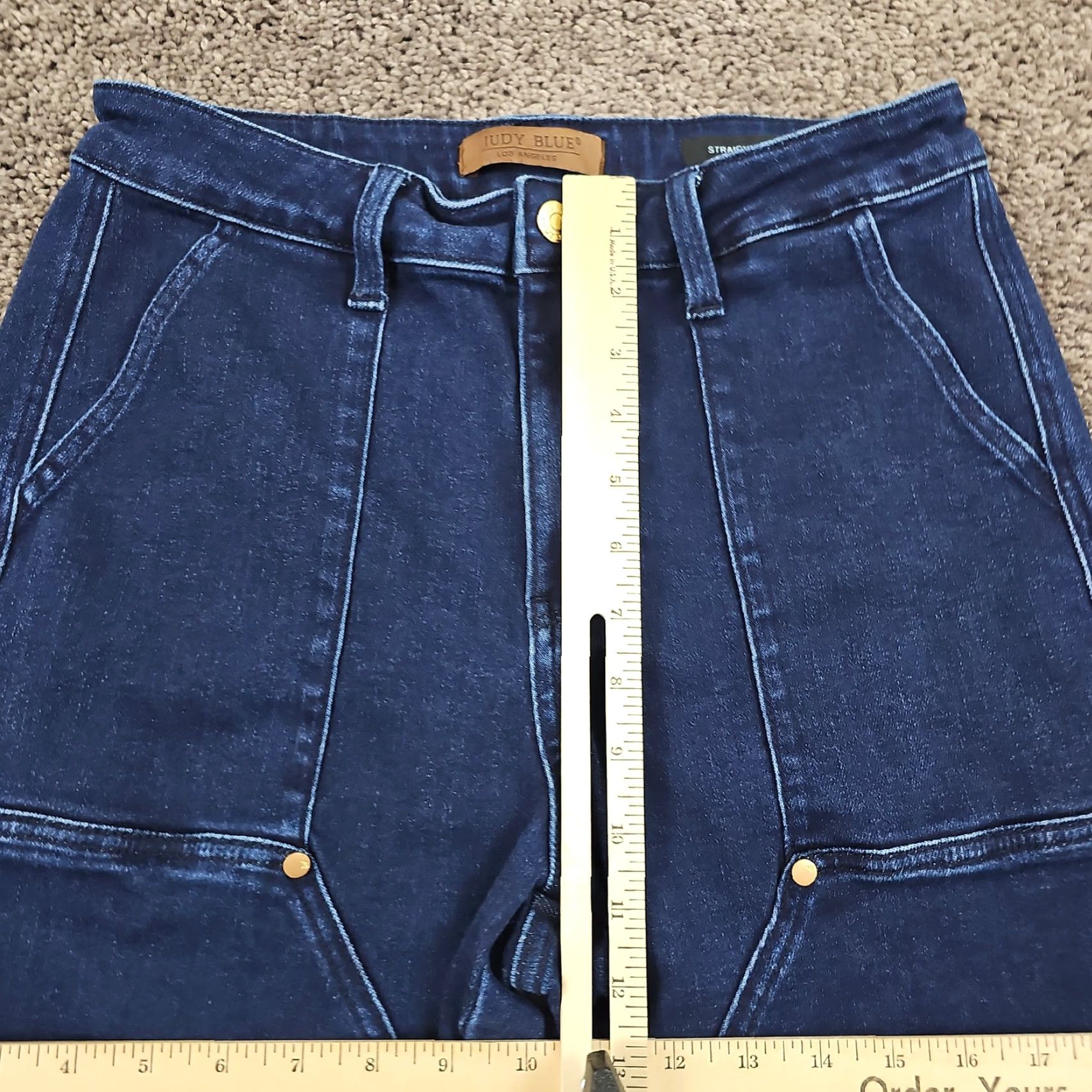 Doublet Judy Blue Jeans Womens 9 Straight Dark Stretch Double Knee Workwear Casual 26x29 Denim Cotton Polyester Spandex 29 Inseam Size 30" / US 8 / IT 44 - 3 Thumbnail