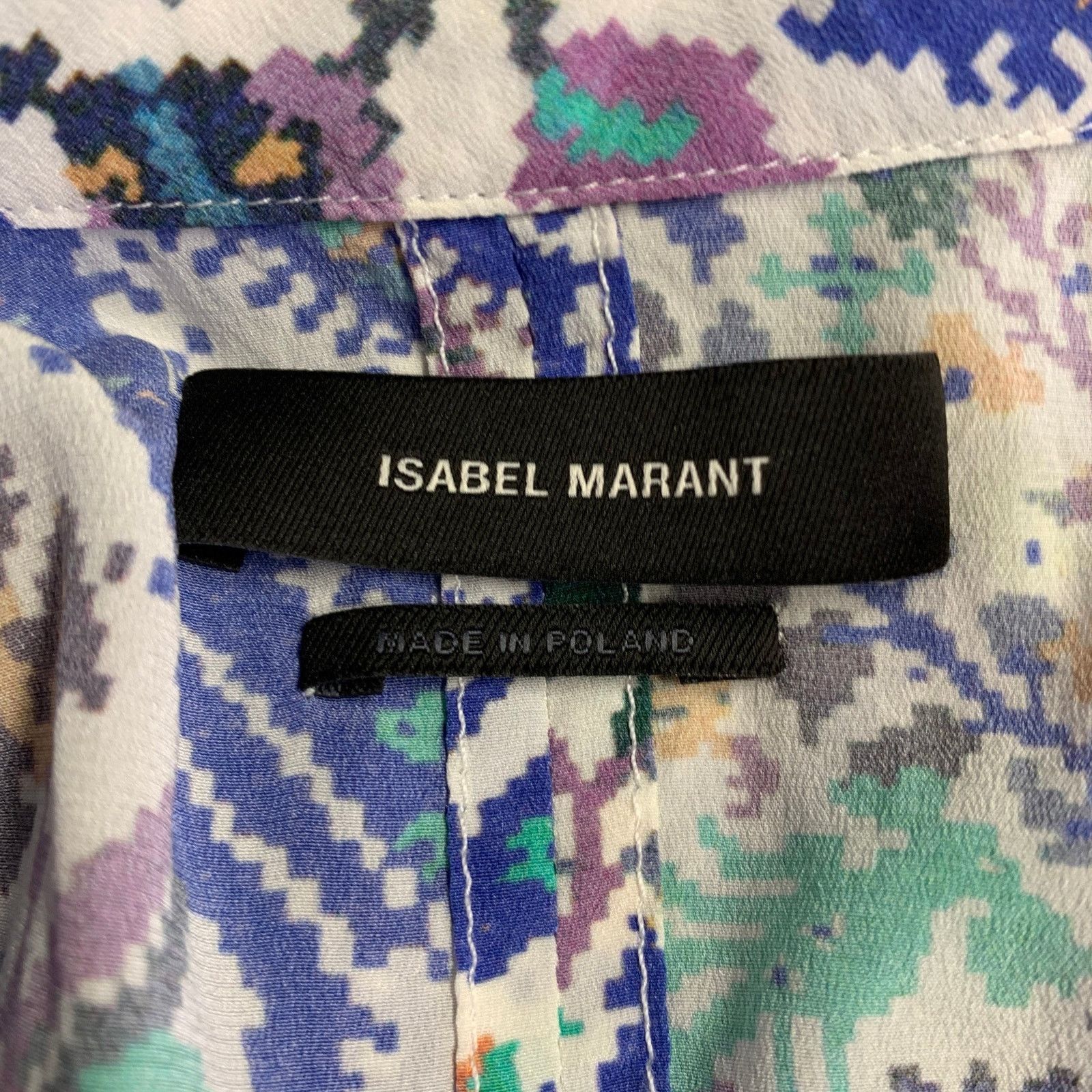 Isabel Marant ISABEL MARANT 2 Blue White Abstract Sleeveless Casual Top Size XS / US 0-2 / IT 36-38 - 4 Thumbnail