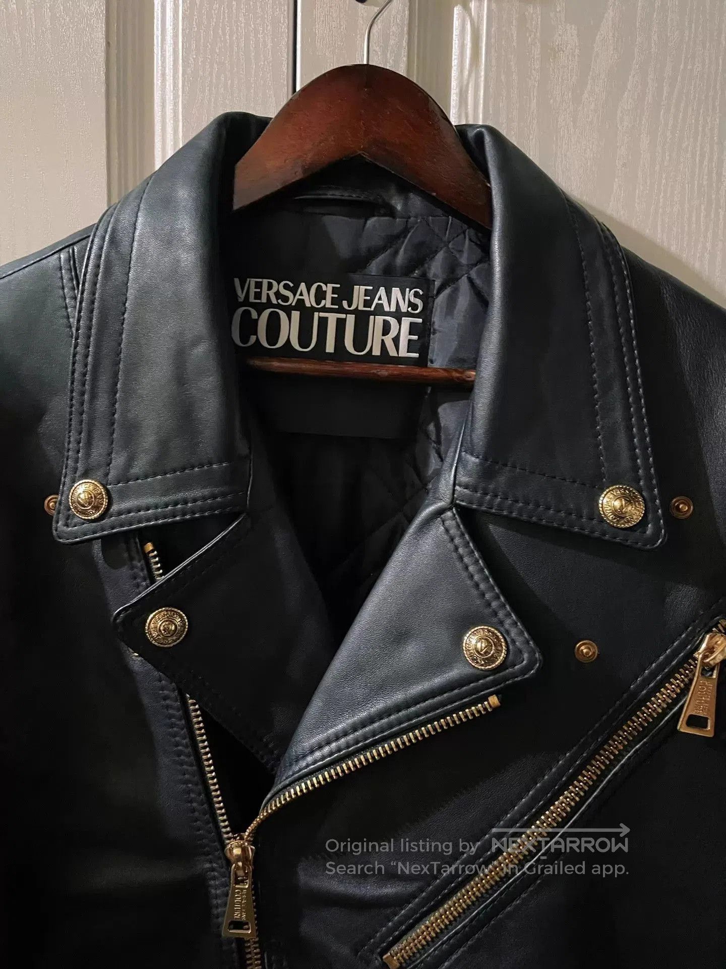 Versace Black Leather Biker Jacket Size L. Size US L / EU 52-54 / 3 - 3 Thumbnail
