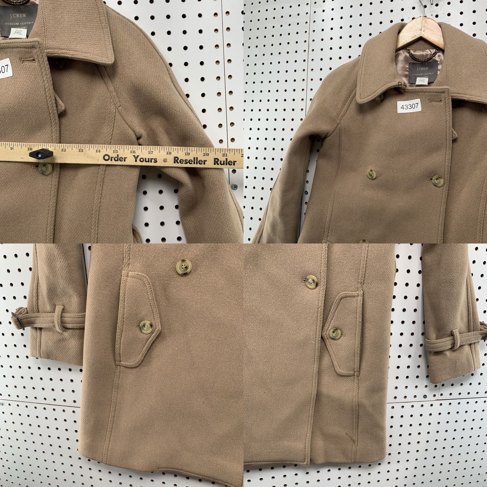 J.Crew J.CREW Nello Gori Coat Womens Size 0 Beige Wool Double Breasted Pea Coat Winter Casual Size XS / US 0-2 / IT 36-38 - 8 Thumbnail