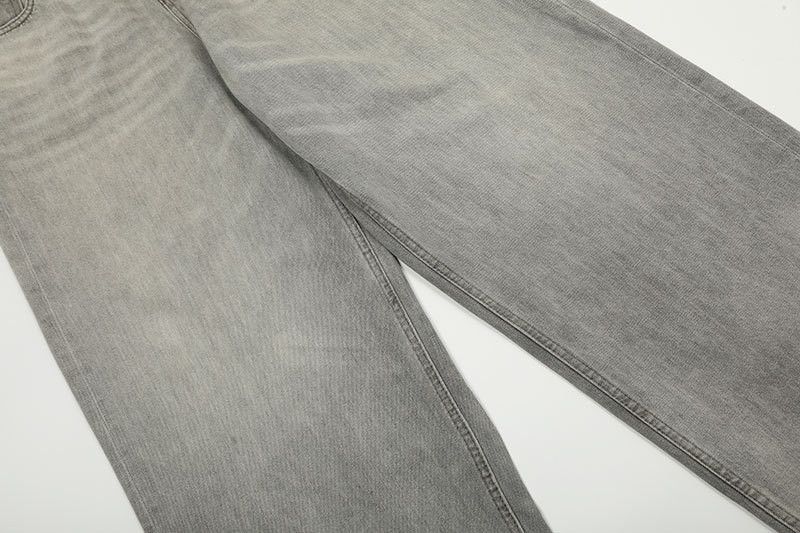 Vintage American retro washed men's gray loose straight leg jeans Size US 32 / EU 48 - 5 Thumbnail