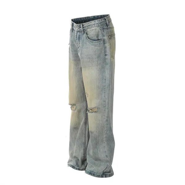 VIBE Men's punk distressed loose casual flared ripped jeans Size US 32 / EU 48 - 2 Thumbnail