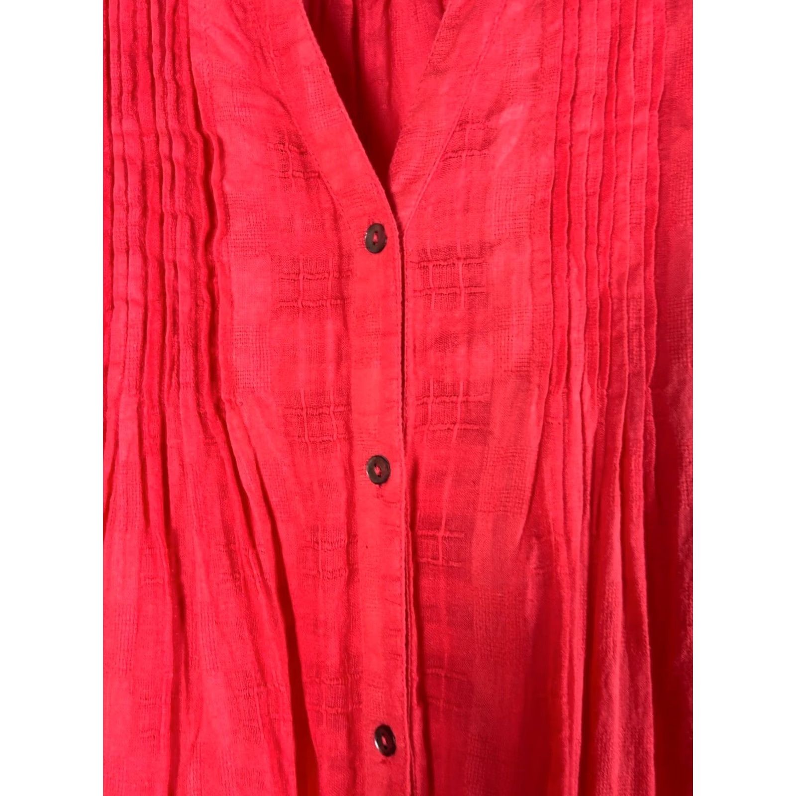 Vintage Sundance Womens Pintuck Red Plaid Cotton Button-Down Tunic Top Blouse Medium Size M / US 6-8 / IT 42-44 - 2 Thumbnail