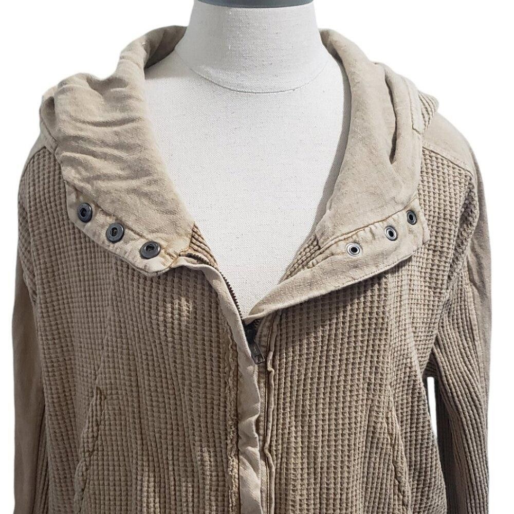 Free People CT1931 Free People Tan Zip Front Hoodie Size M / US 6-8 / IT 42-44 - 2 Thumbnail