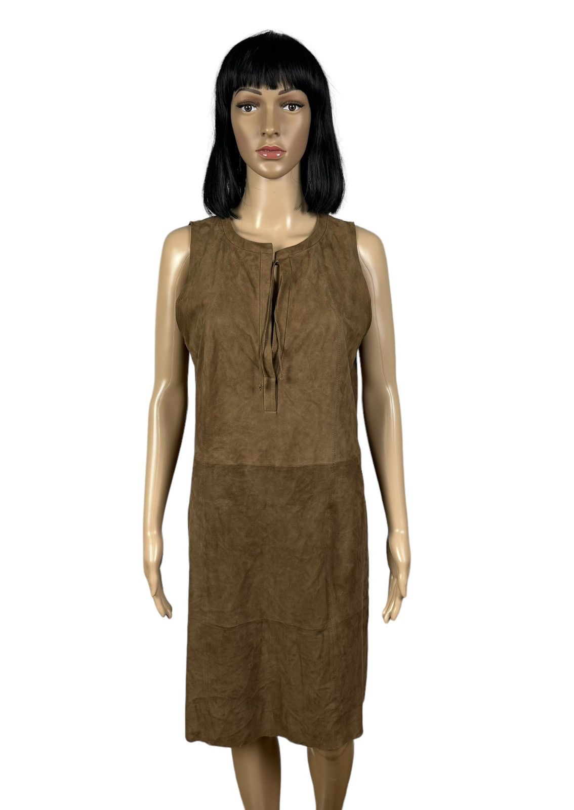 image of Marc Caint Genuine Leather Shift Dress Size 5 in Brown, Women's