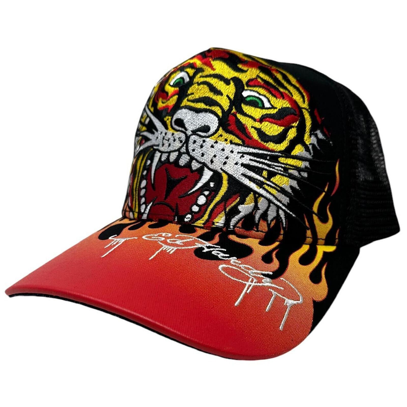 Ed Hardy Ed Hardy Trucker Hat Embroidered Tattoo Tiger Flame Snapback Size ONE SIZE - 3 Thumbnail