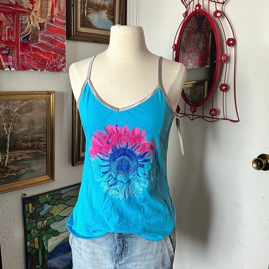 Other dream out loud turquoise floral flower graphic tank top Size XL / US 12-14 / IT 48-50 - 1 Thumbnail