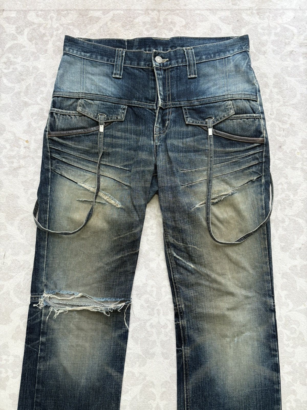 PPFM PPFM Archival Distressed Cargo Denim Zipped Ribbed Pockets Size US 33 - 5 Thumbnail