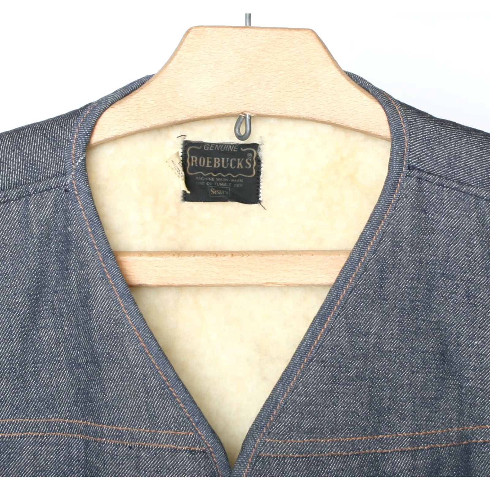 Sears Vintage Sears Roebucks Blue Denim Sherpa Lined Chore Vest L Men’s Size Large Denim blue vest Shoal? Size US L / EU 52-54 / 3 - 4 Thumbnail