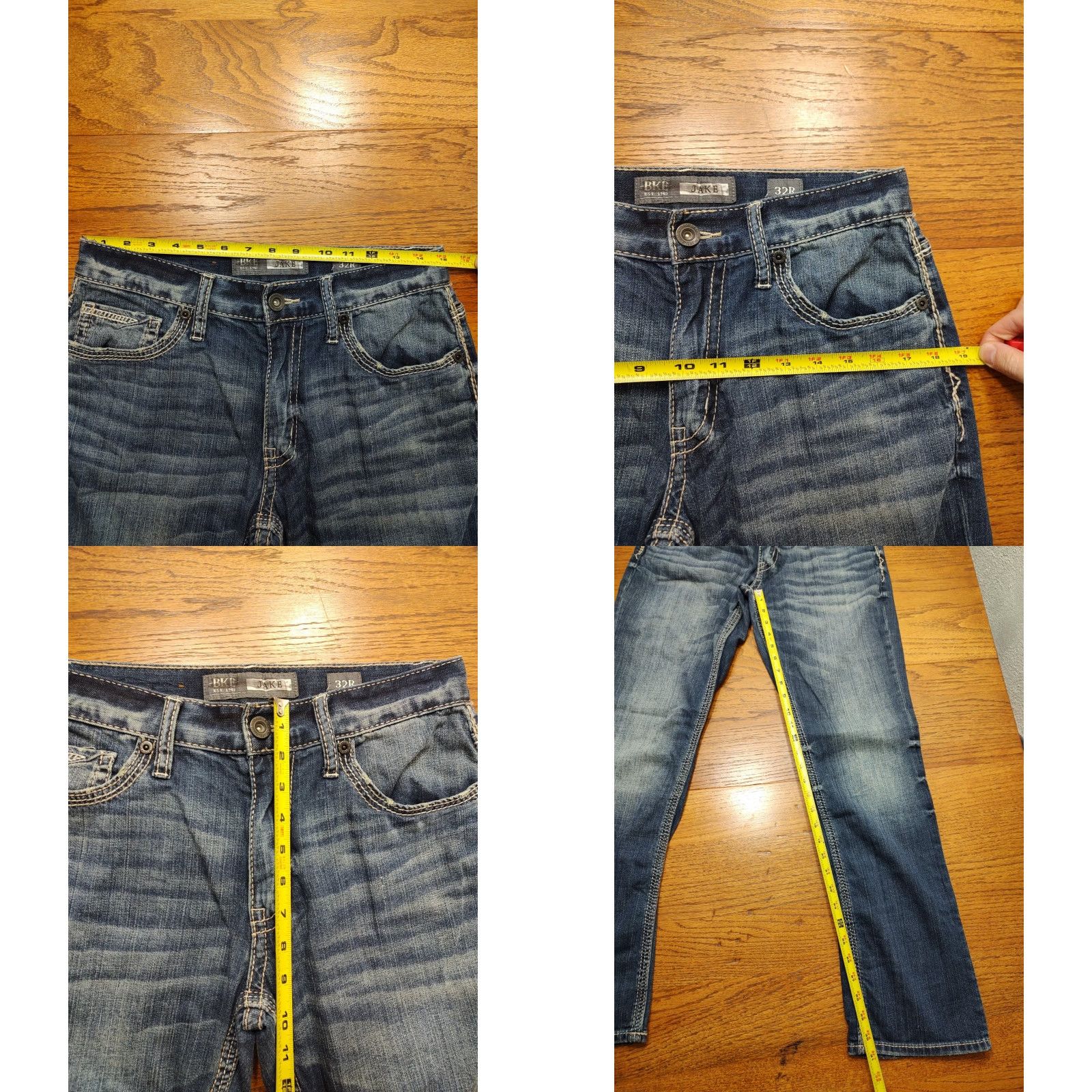 BKE BKE Jake Straight Jeans Mens 30x31 Blue Medium Wash Denim 5-Pocket Zip Button Regular Rise 9 in Inseam 31 in Cotton Spandex Casual USA Cowboy Rock Size US 30 / EU 46 - 8 Thumbnail