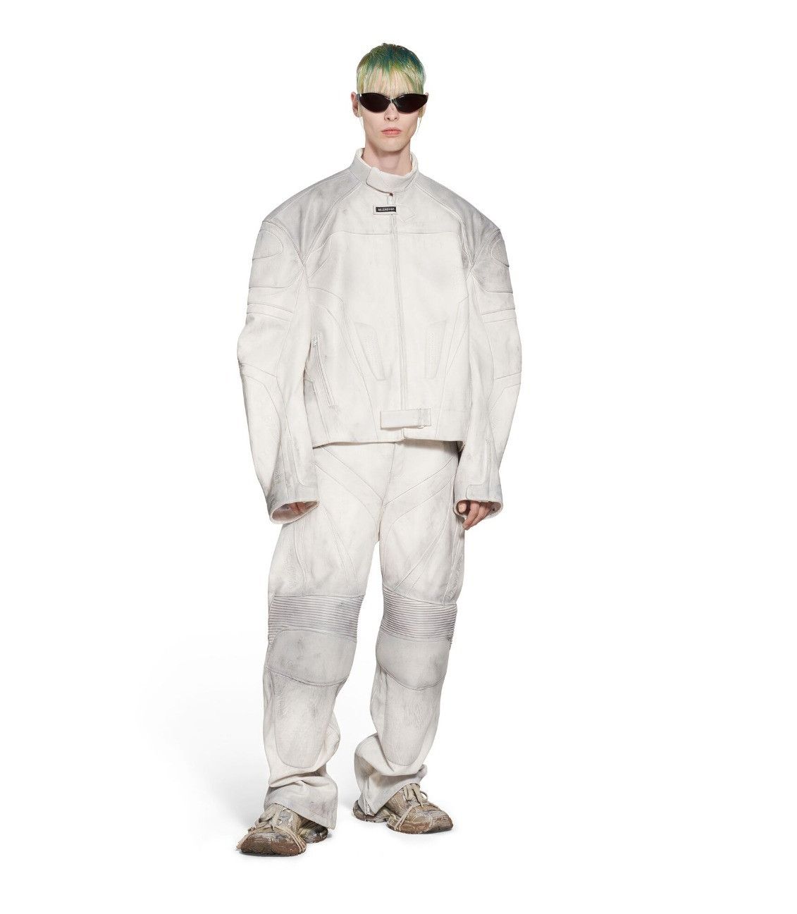Balenciaga o1bcso1str0625 Oversized Biker Jacket in White Size US L / EU 52-54 / 3 - 1 Thumbnail