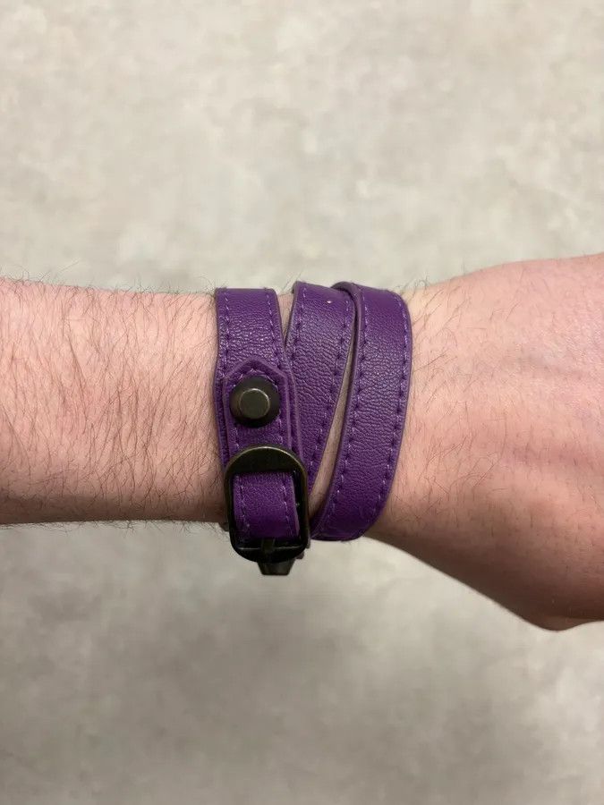 Balenciaga Balenciaga City Purple Studded Leather Bracelet Size ONE SIZE - 4 Thumbnail