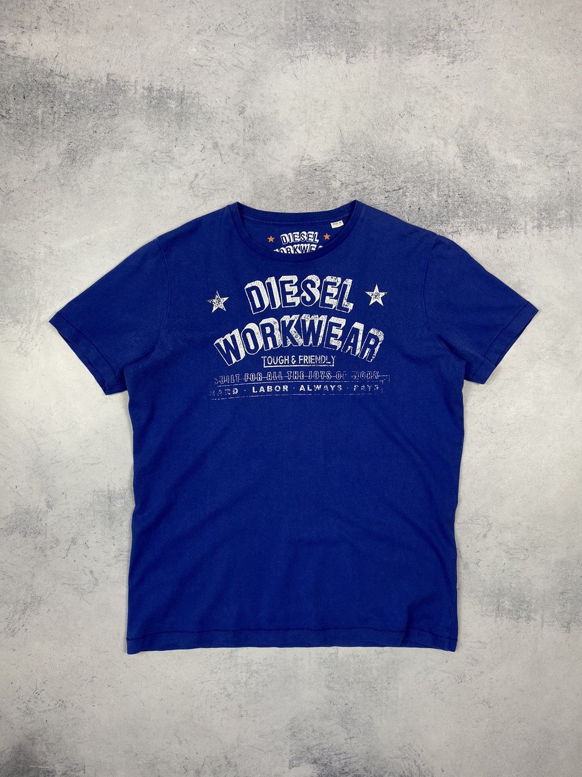Diesel Vintage 00s Diesel Workwear Graphic Logo Blue T Shirt Size US M / EU 48-50 / 2 - 2 Thumbnail